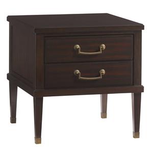 Lexington Kensington Place 708 952 Transitional Chandler Two Drawer End Table With Burnished Brass Ferrules Baer S Furniture End Tables