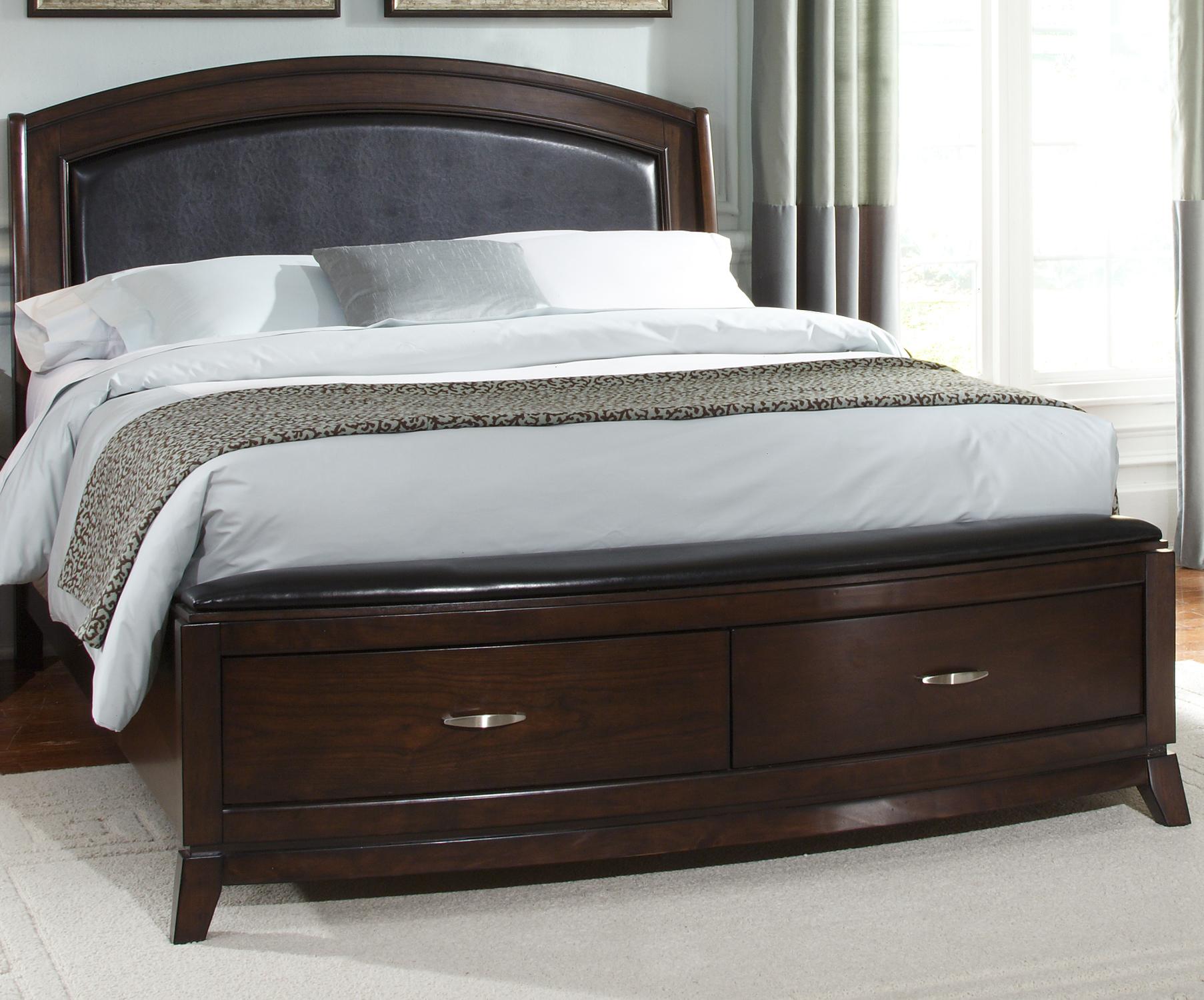 Liberty Furniture Avalon Queen Platform Leather Bed with Storage 