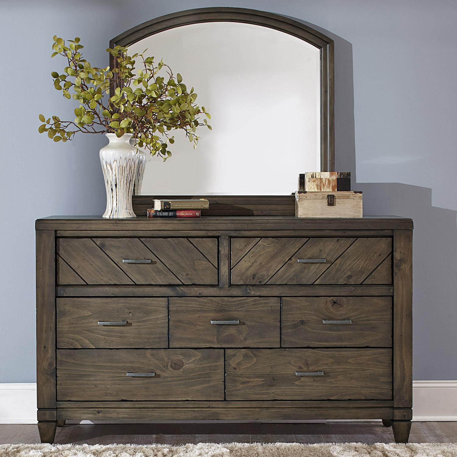 Liberty Furniture Modern Country 833 Br Dm Casual Rustic 7 Drawer Liberty Furniture Modern Country Dresser And Mirror Item Number 833 Br Dm