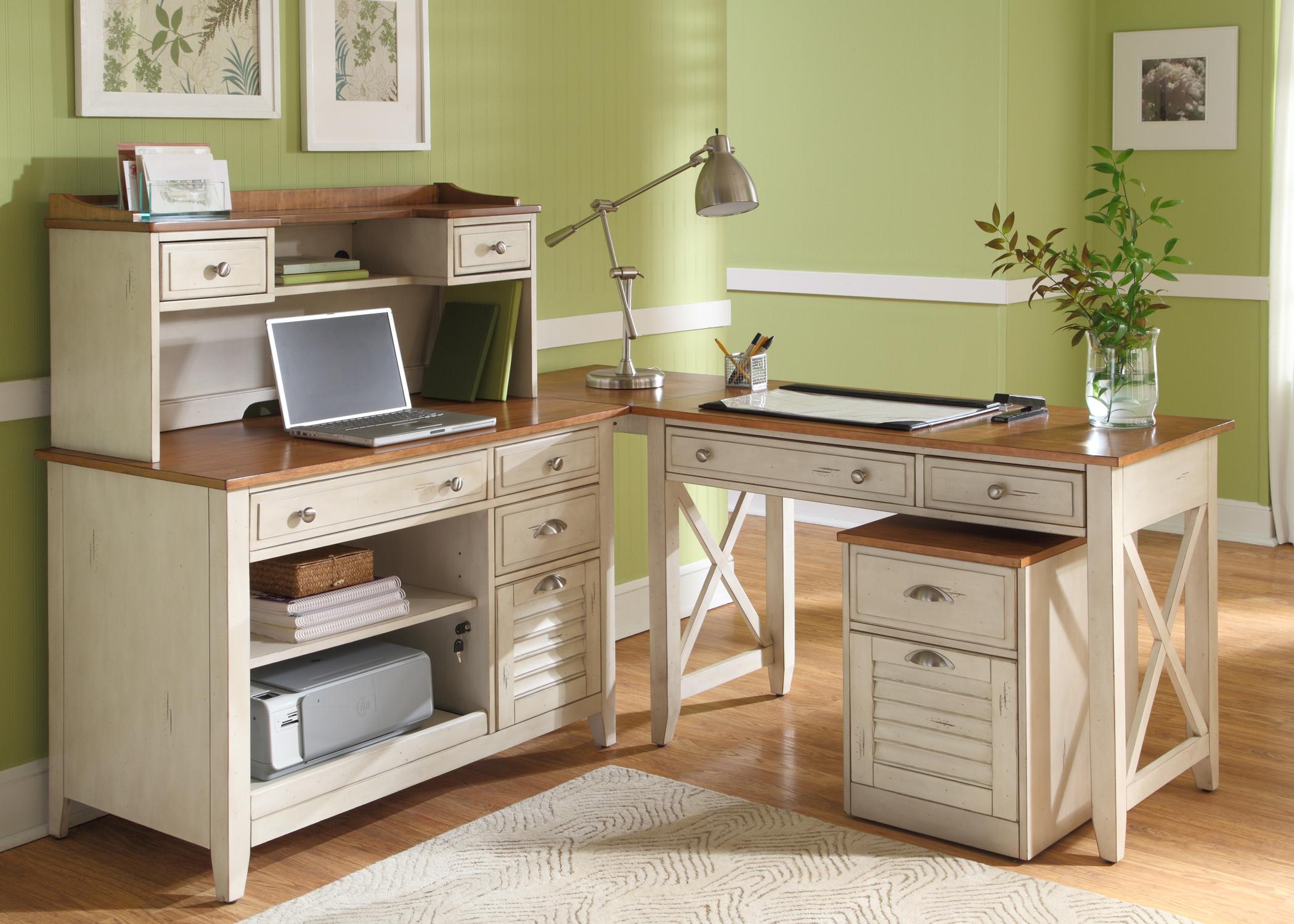 Liberty Furniture Ocean Isle Complete L Shape Desk With Hutch Complete Desk