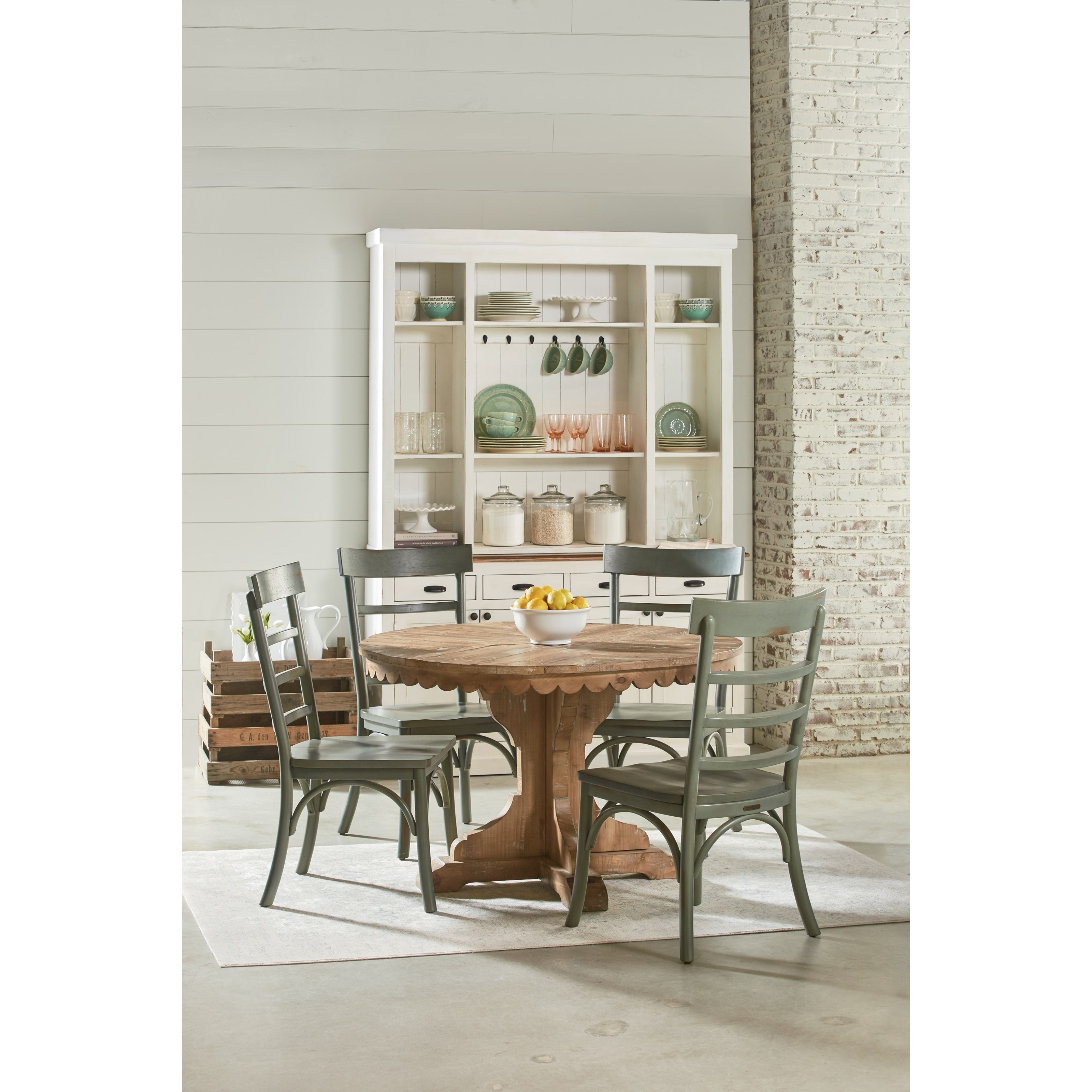Magnolia Home By Joanna Gaines Farmhouse Five Piece Round Table And Table And Chair Set