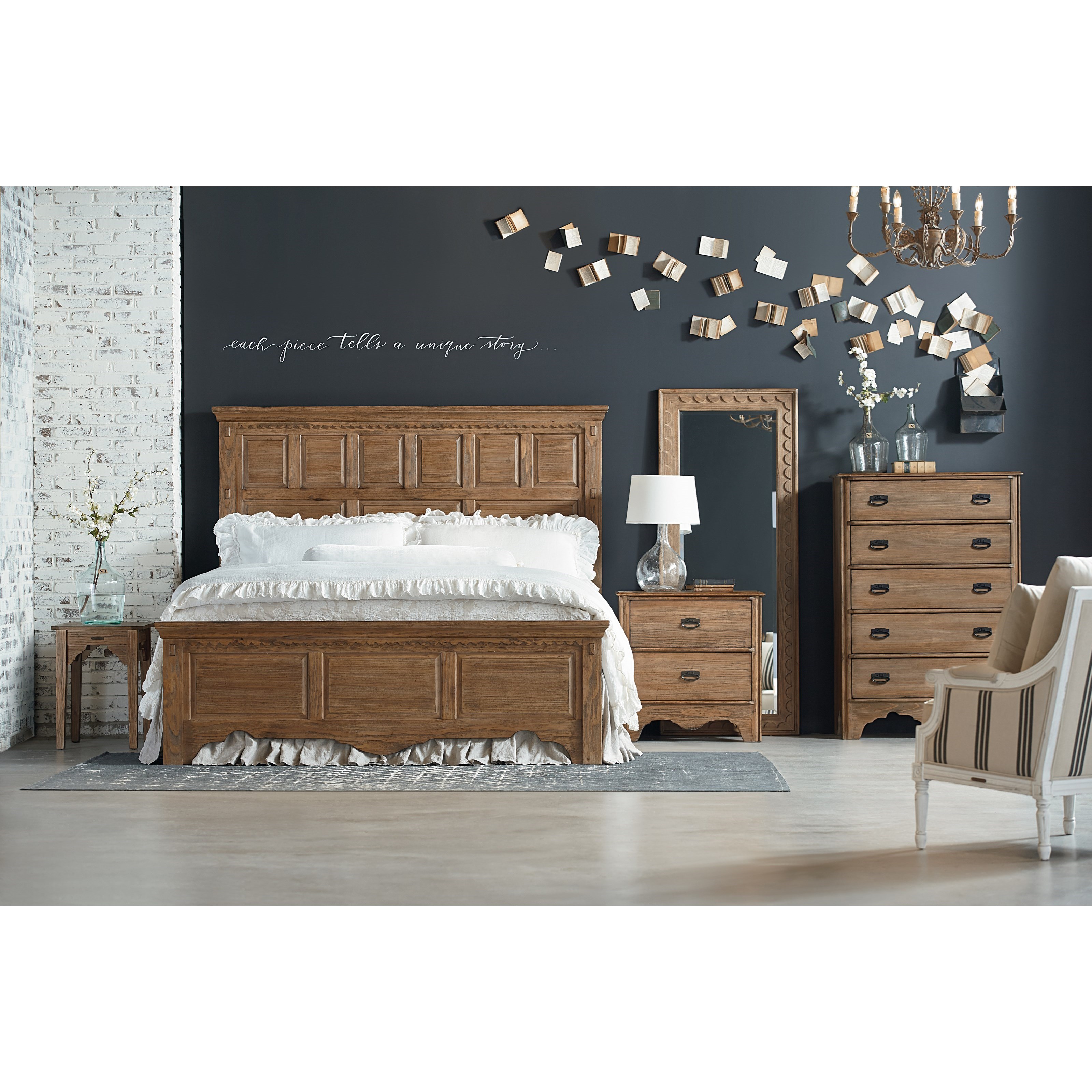 Magnolia Home by Joanna Gaines Farmhouse King Mantel Bed with Raised