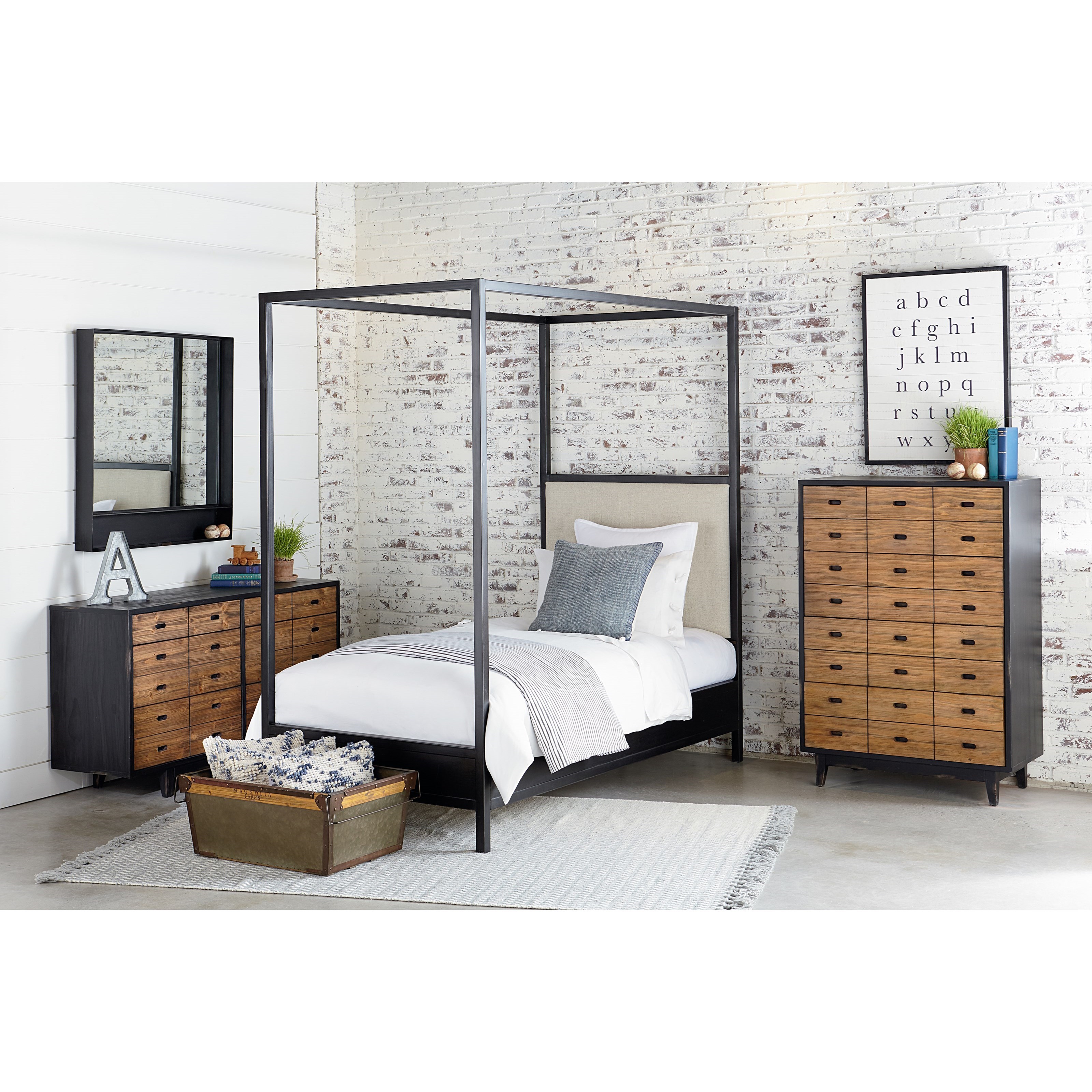 Magnolia Home by Joanna Gaines Industrial Full Fabric Canopy Bed