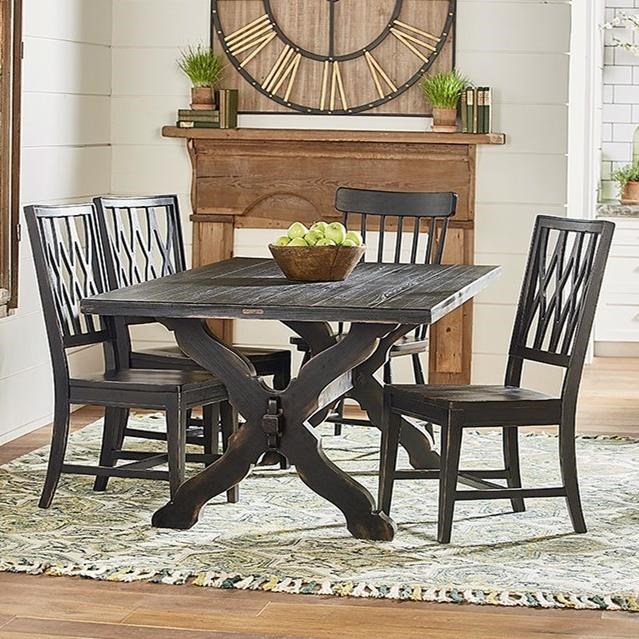 Magnolia Home By Joanna Gaines Primitive Rustic Trestle Table And Chair Set Jacksonville Furniture Mart Dining 5 Piece Sets