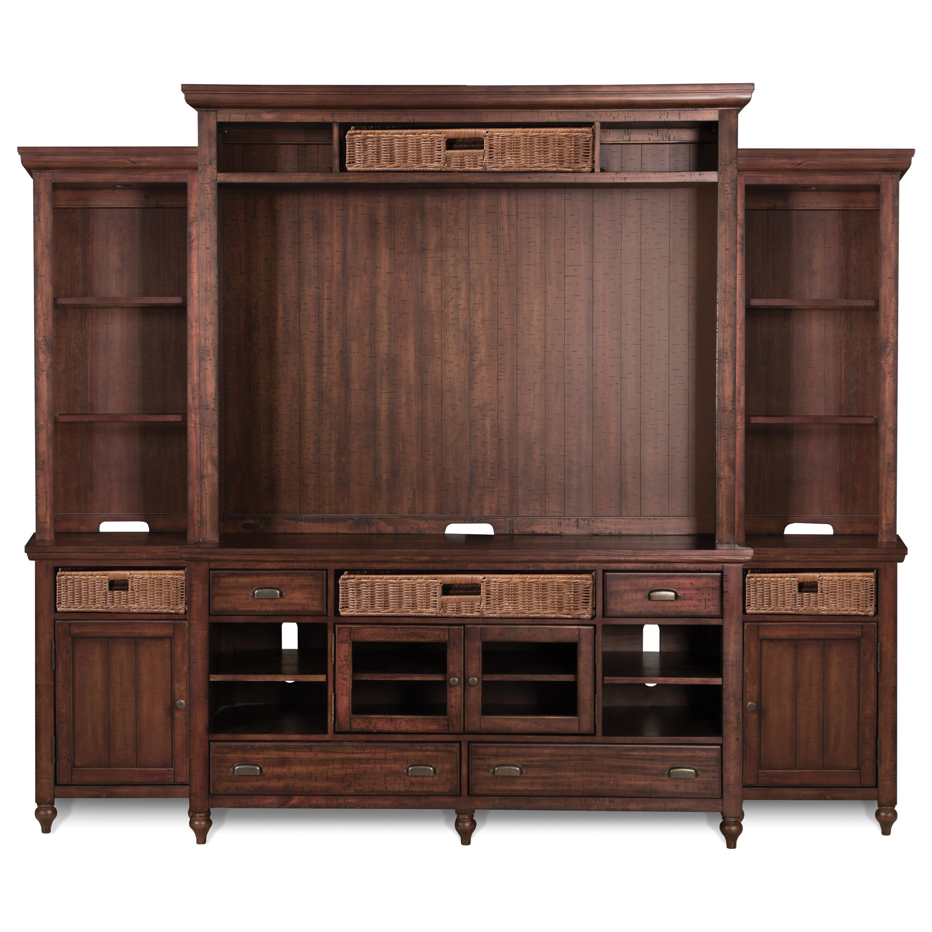 Magnussen Home Cottage Lane Casual Entertainment Wall with Rattan Baskets | Baer's Furniture ...