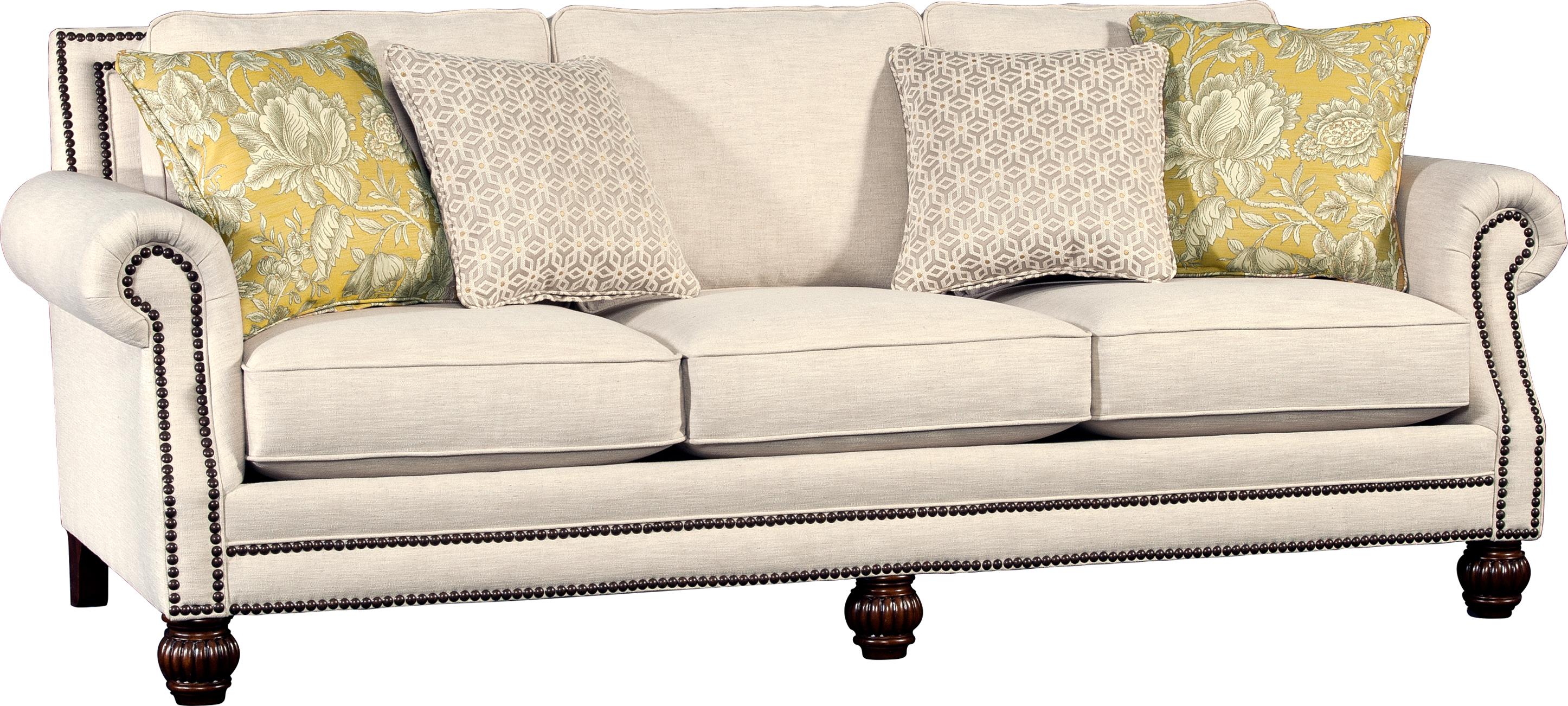 4300 Mayo Traditional Sofa With Rolled Arms And Carved Wood Feet By At Miskelly Furniture
