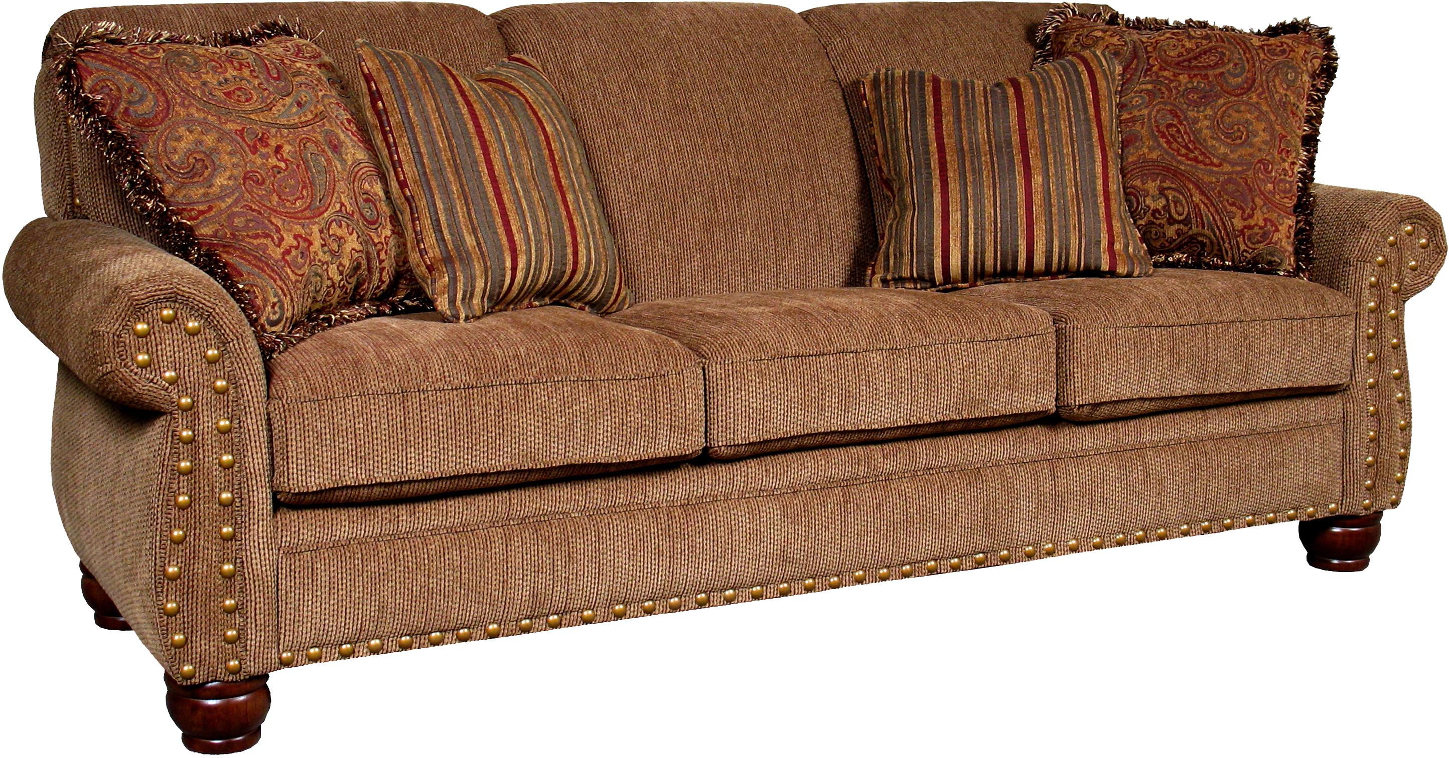 Mayo 9780 Traditional Stationary Sofa with Exposed Wood Spool Legs