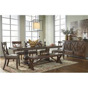 Millennium Windville 371266202 Rectangular Dining Table 5 Side Chairs And Bench Sam Levitz Furniture Table Chair Set With Bench