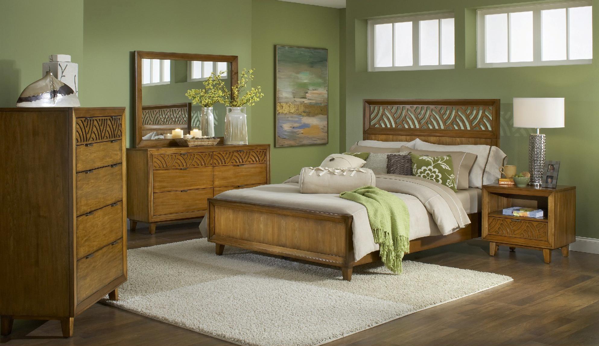 Modus International Trellis Mission Nightstand with Trellis Carvings