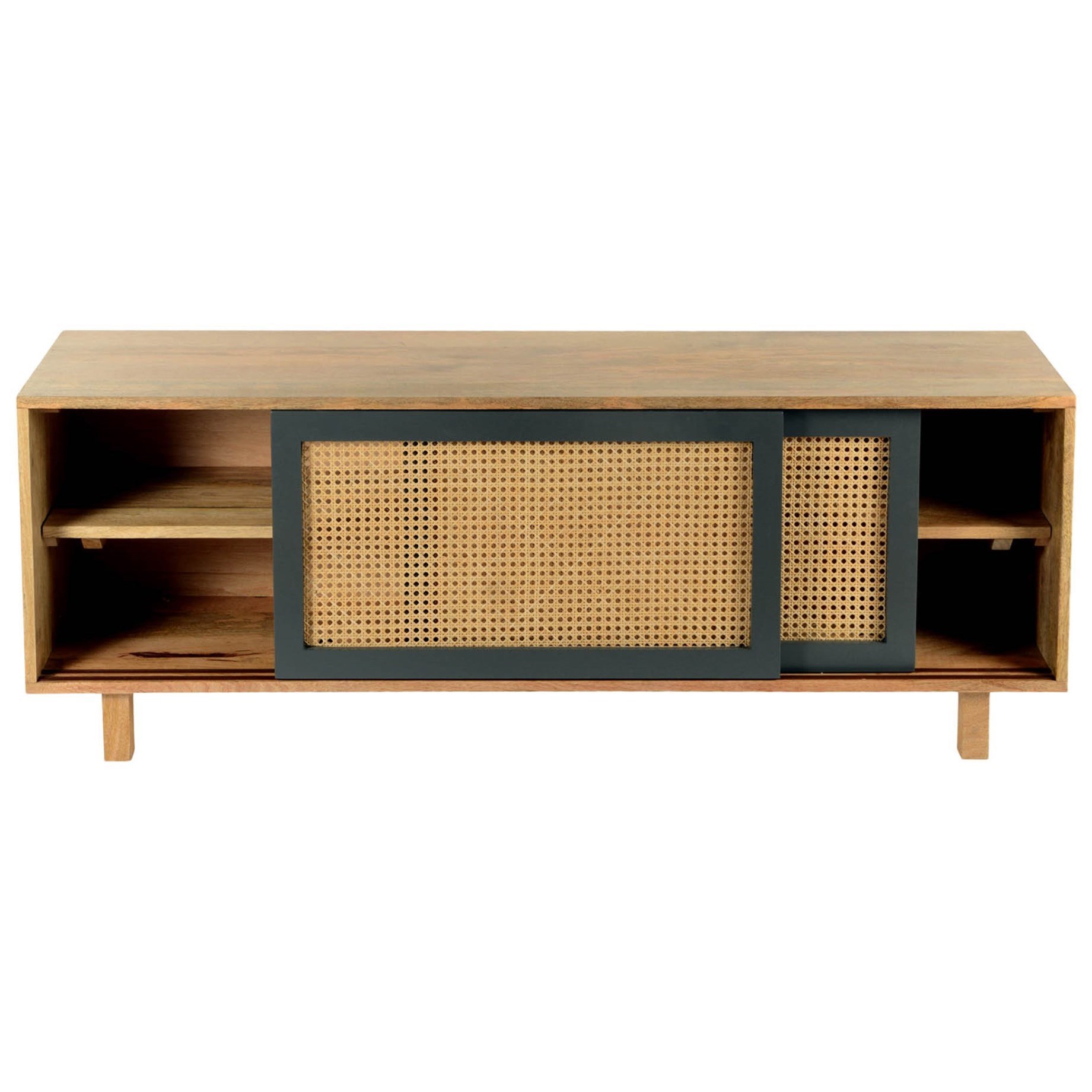 Ashton Woven Cane Media Console with Sliding Doors Sadler's Home