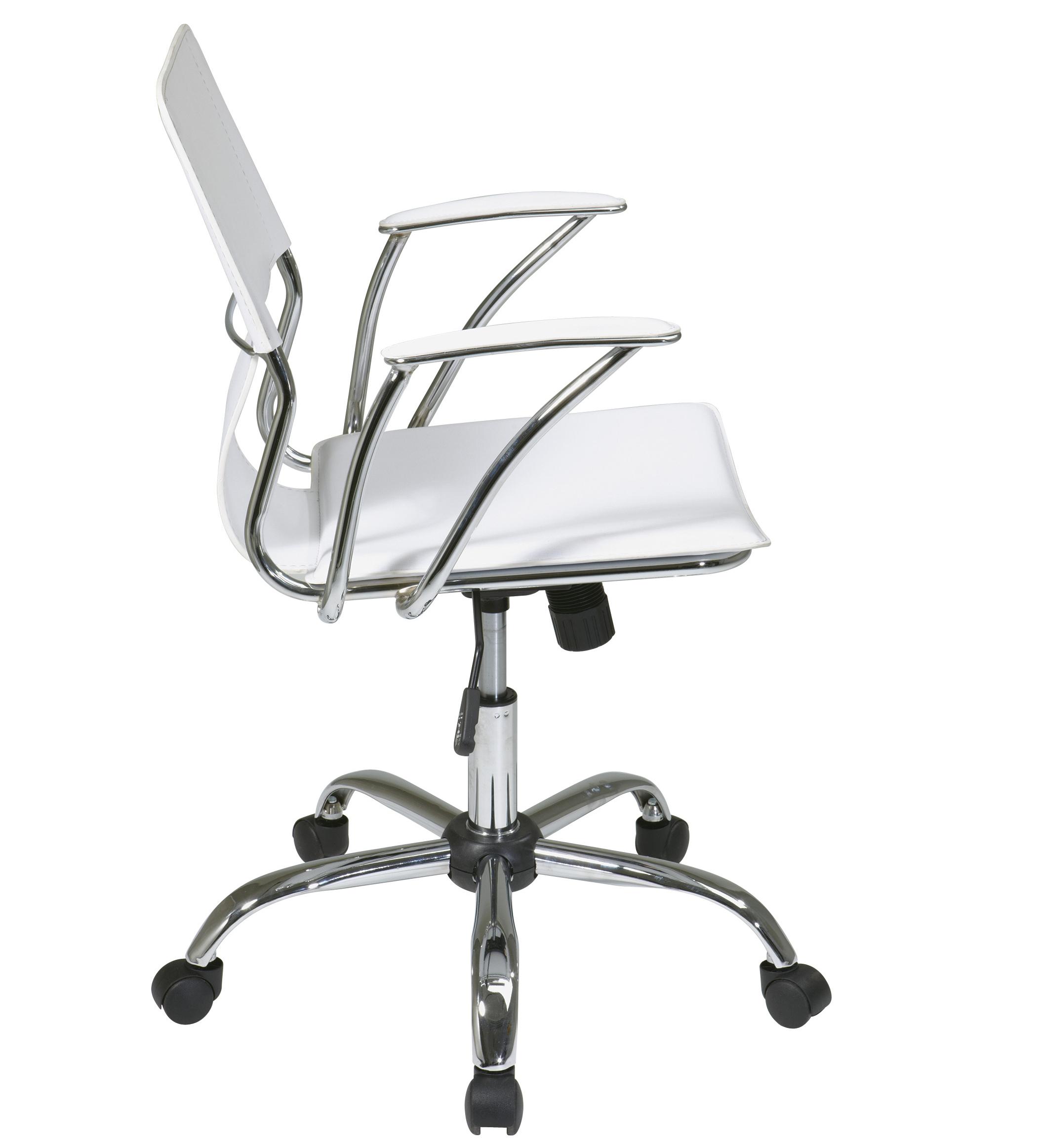 Office Star Dorado DOR26-WH Chrome Office Chair with PVC ...