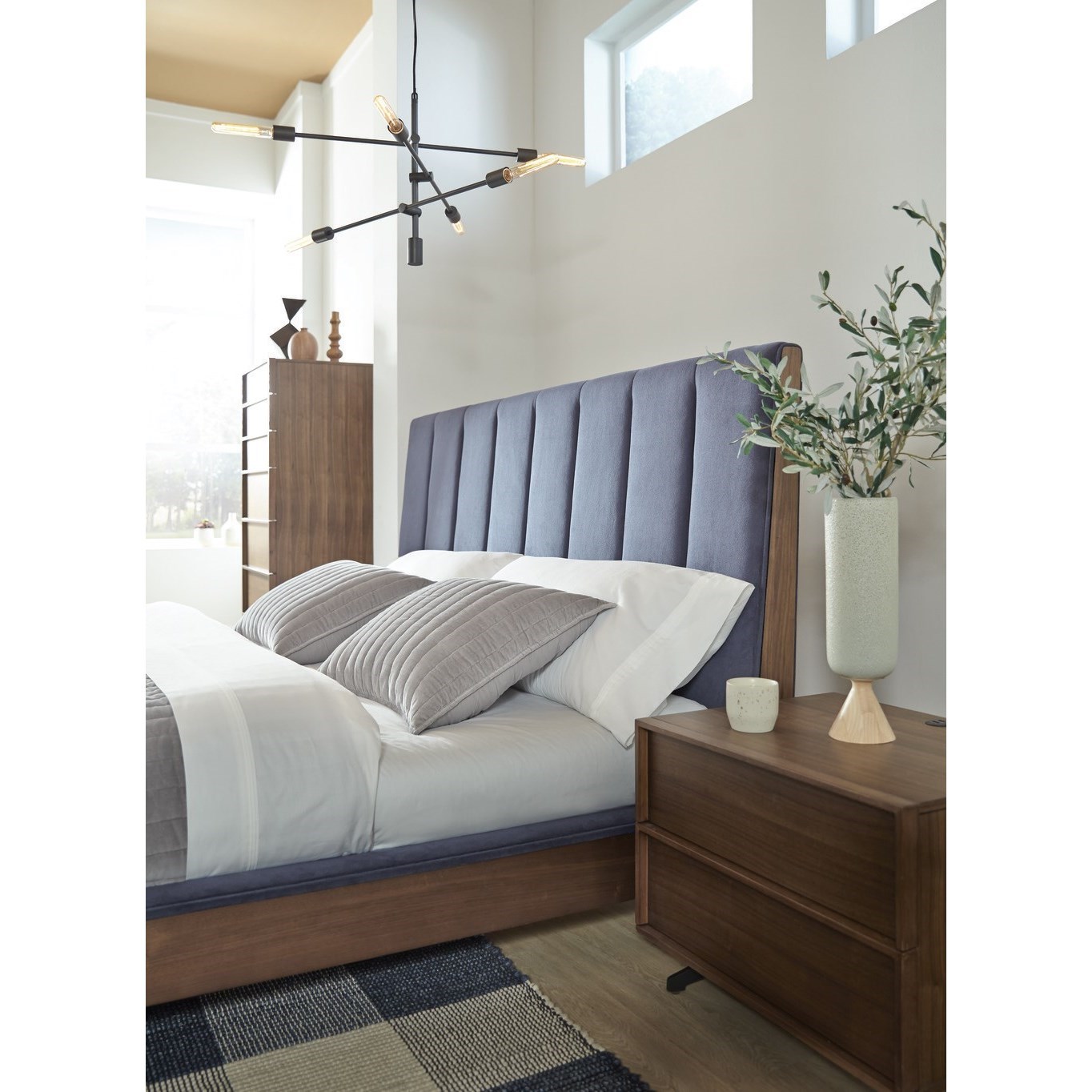 Palliser Kamden MidCentury Modern Queen Upholstered Platform Bed