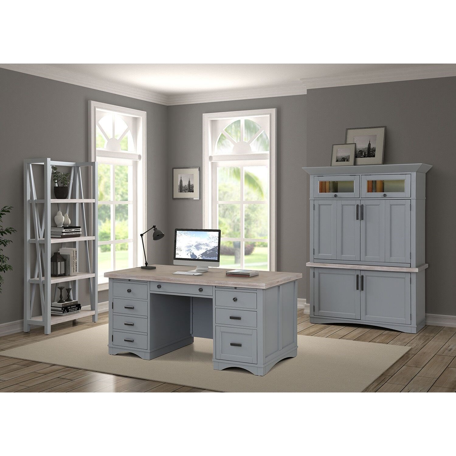Parker House Americana Modern AME#350-2-DOV Transitional Office Workstation | Hudson's Furniture ...