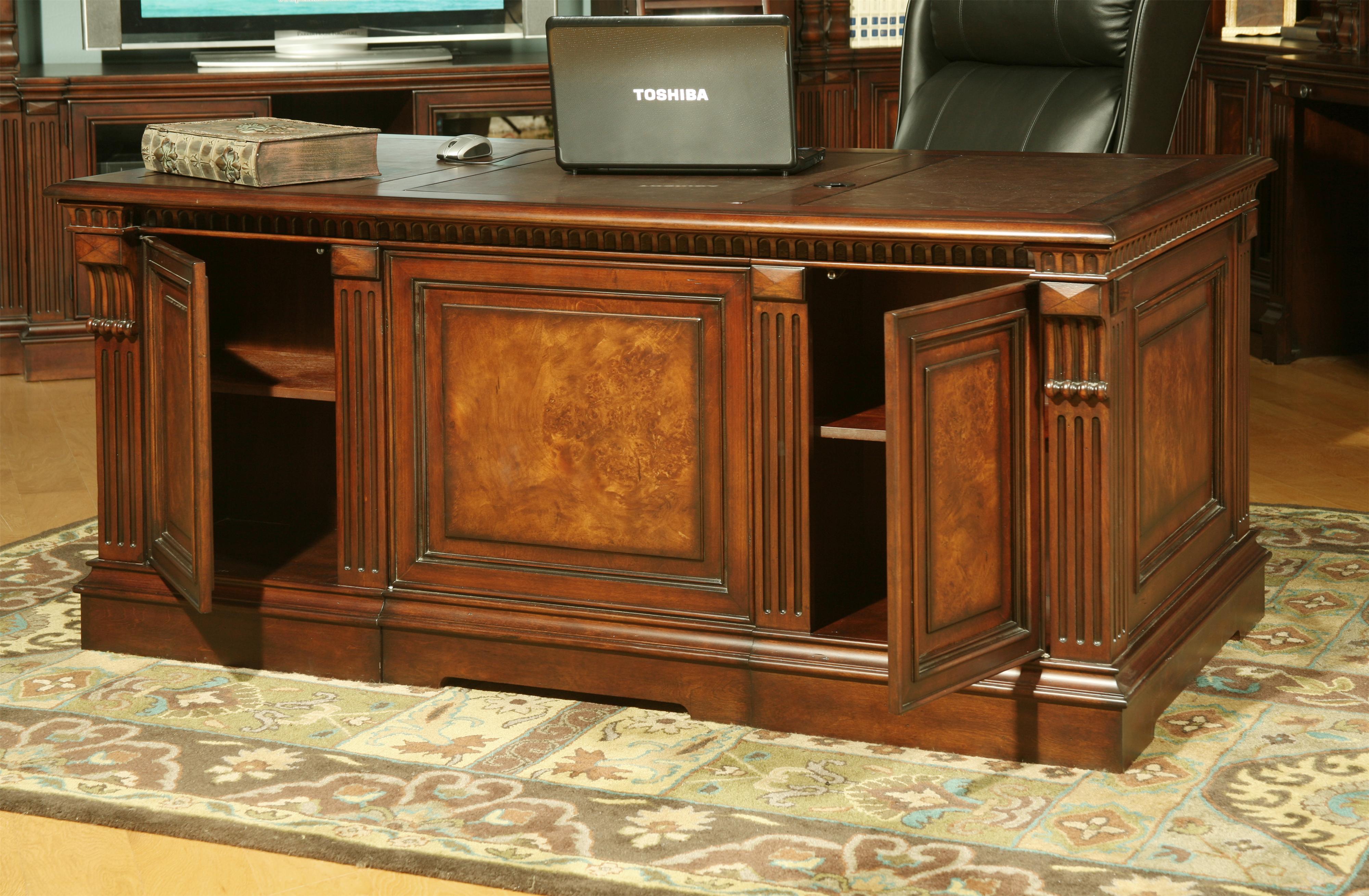 Parker House Corsica Double Pedestal Executive Desk with Tooled Leather Writing Surface, 2 File