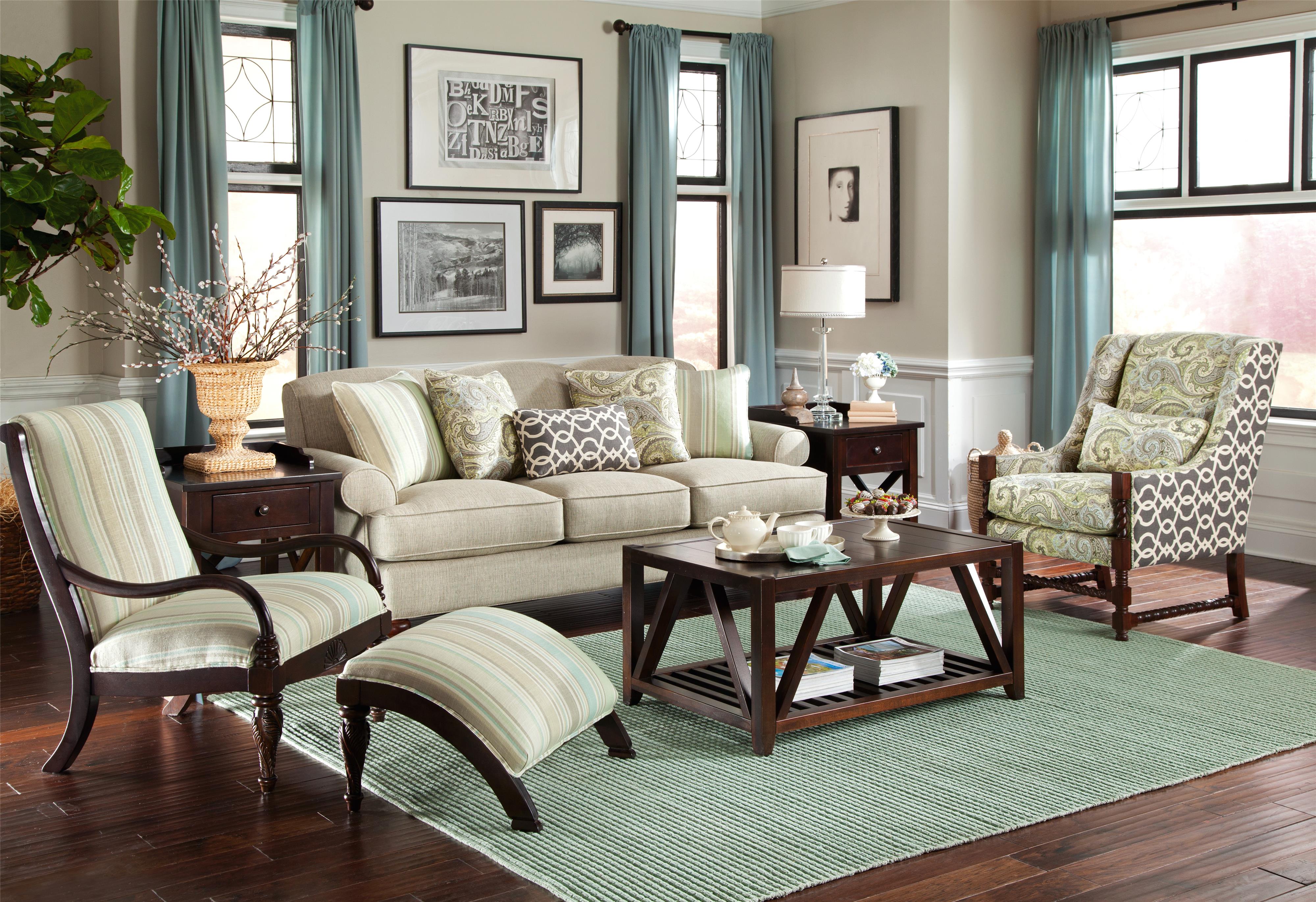 Paula Deen by Craftmaster P736500 Traditional Sofa with Rolled Arms and Turned Legs | Powell's ...