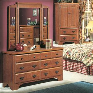 Perdue Rune S Furniture Worthington And Southwest Minnesota Cottage Light Oak 6 Drawer Dresser Wing Mirror Set