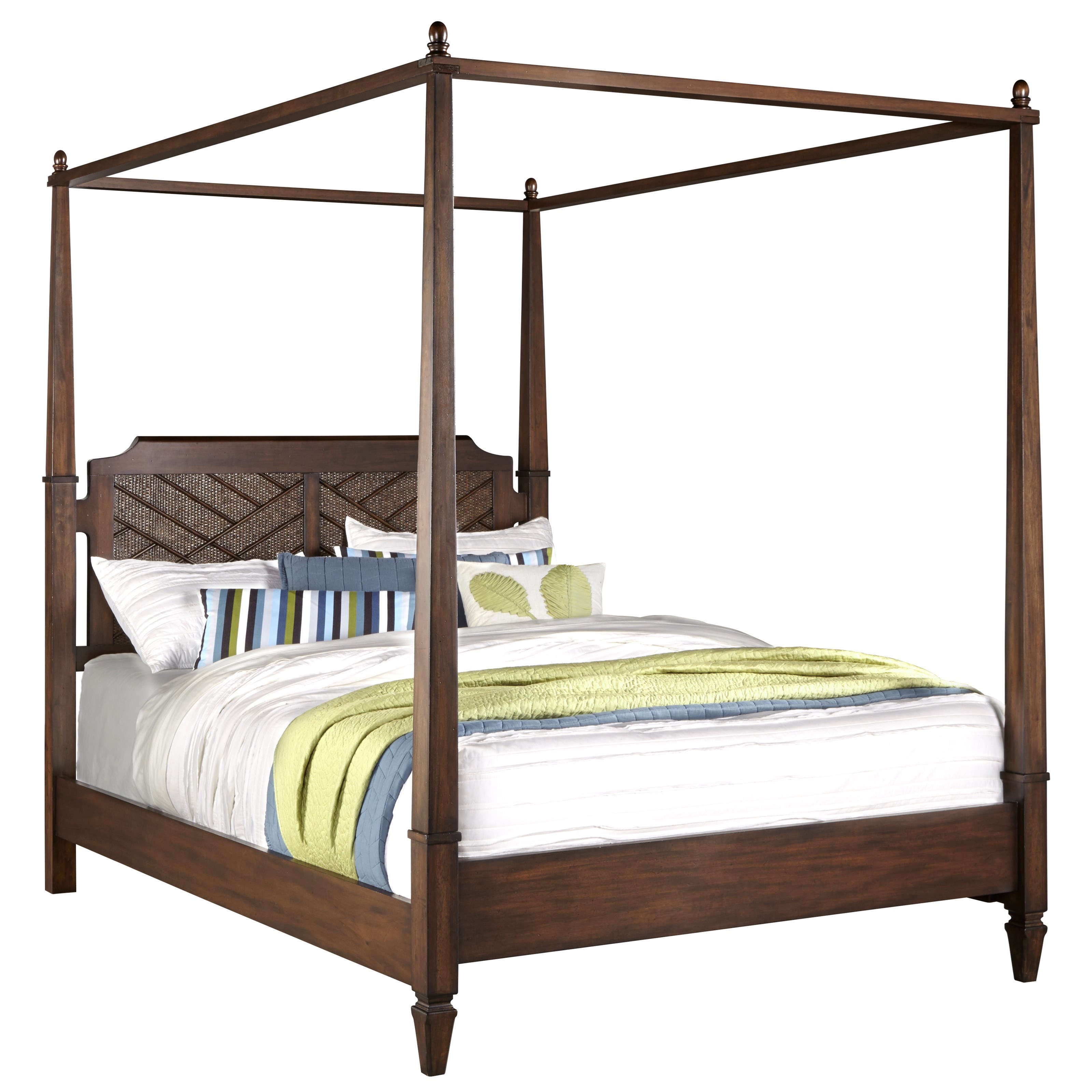 Progressive Furniture Coronado King Canopy Bed With Headboard Rattan Accenting Rooms For Less Canopy Beds