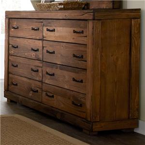 Rustic 8 Drawer Dresser With Softened Corners And Block Feet Rustic 8 Drawer Dresser With Softened Corners And Block Feet