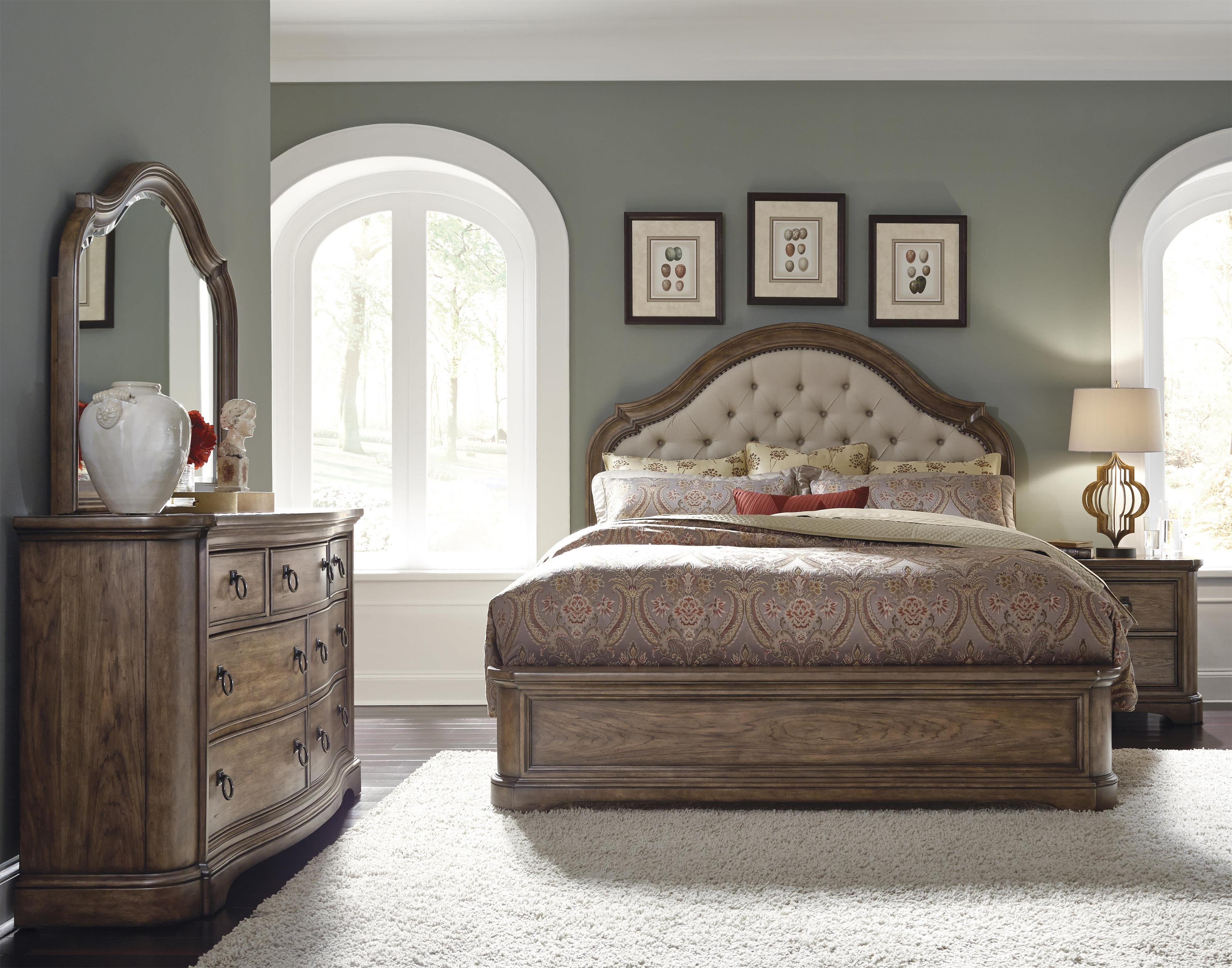 Pulaski Furniture Aurora Queen Upholstered Bed with Button Tufting and