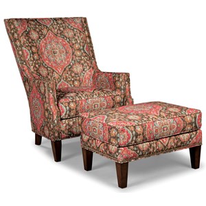 Rachael Ray Home by Craftmaster Upstate Chair & Ottoman Set w/ Brass Nailheads