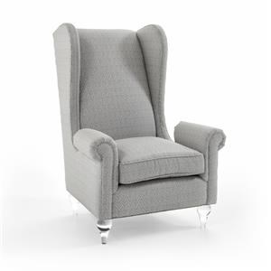 Rachlin Classics Calliope Wing Chair w/ Acrylic Feet