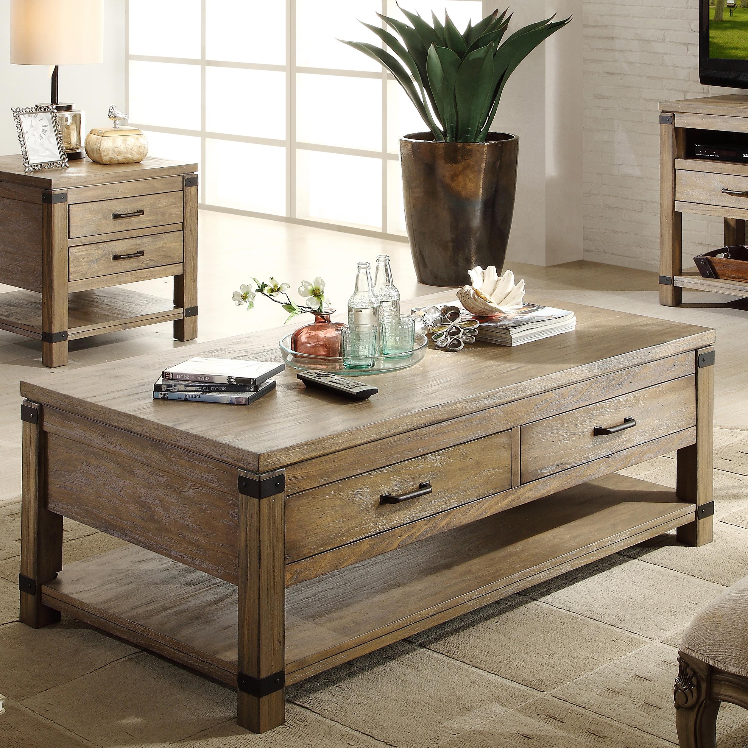 Riverside Furniture Bay Cliff Rectangular Cocktail Table with 2 Drawers