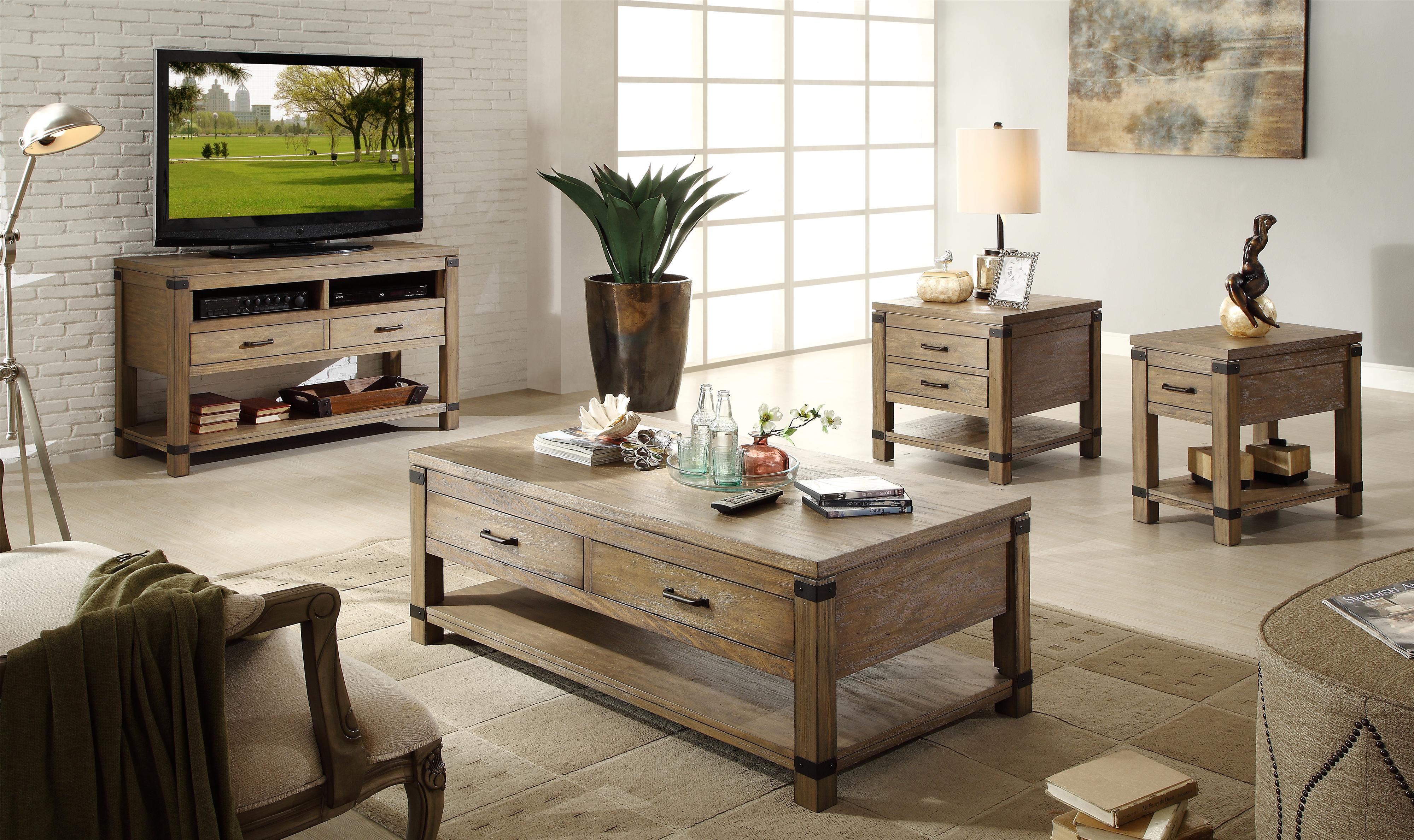 Riverside Furniture Bay Cliff Rectangular Cocktail Table with 2 Drawers