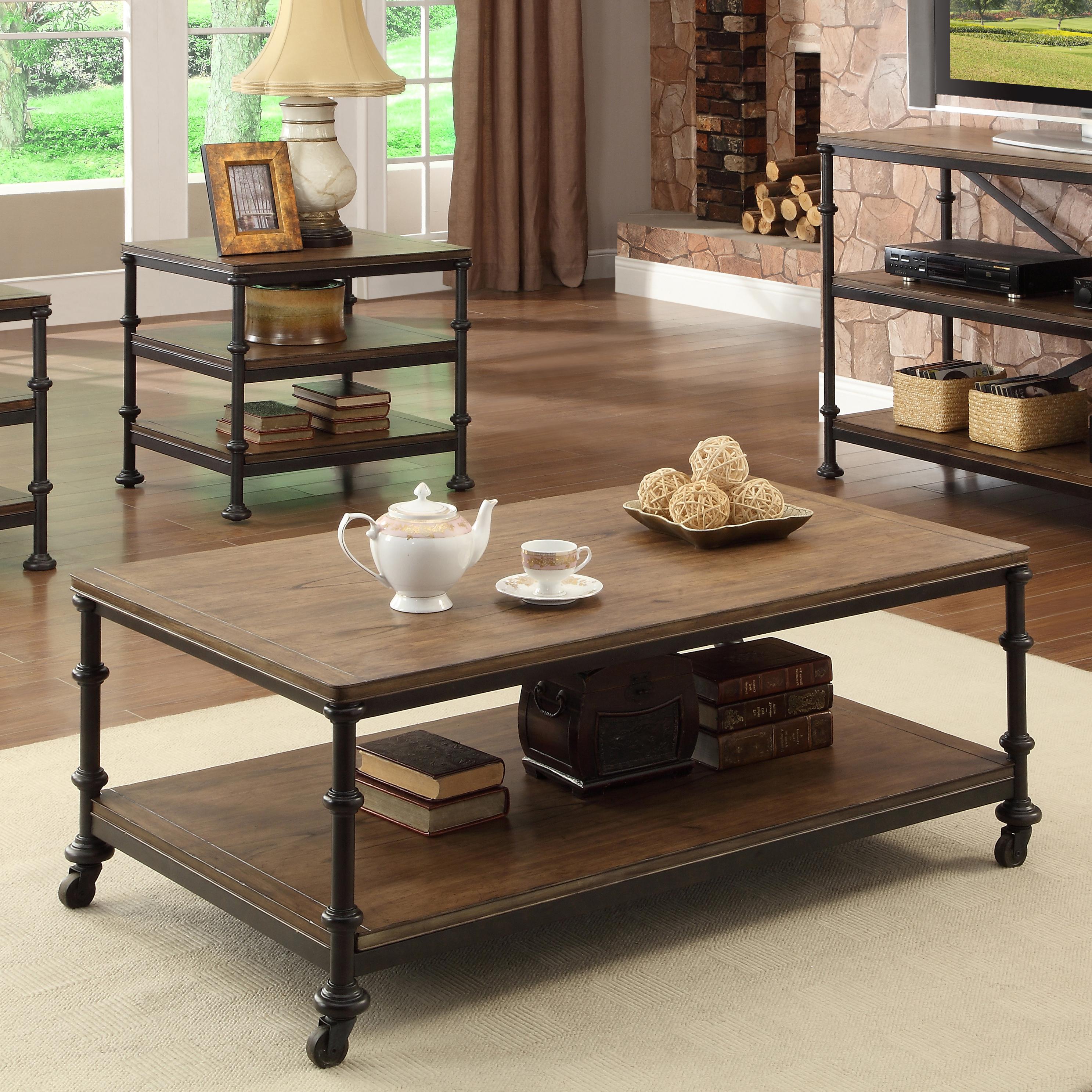 Riverside Furniture Camden Town Rectangular Cocktail Table with Casters