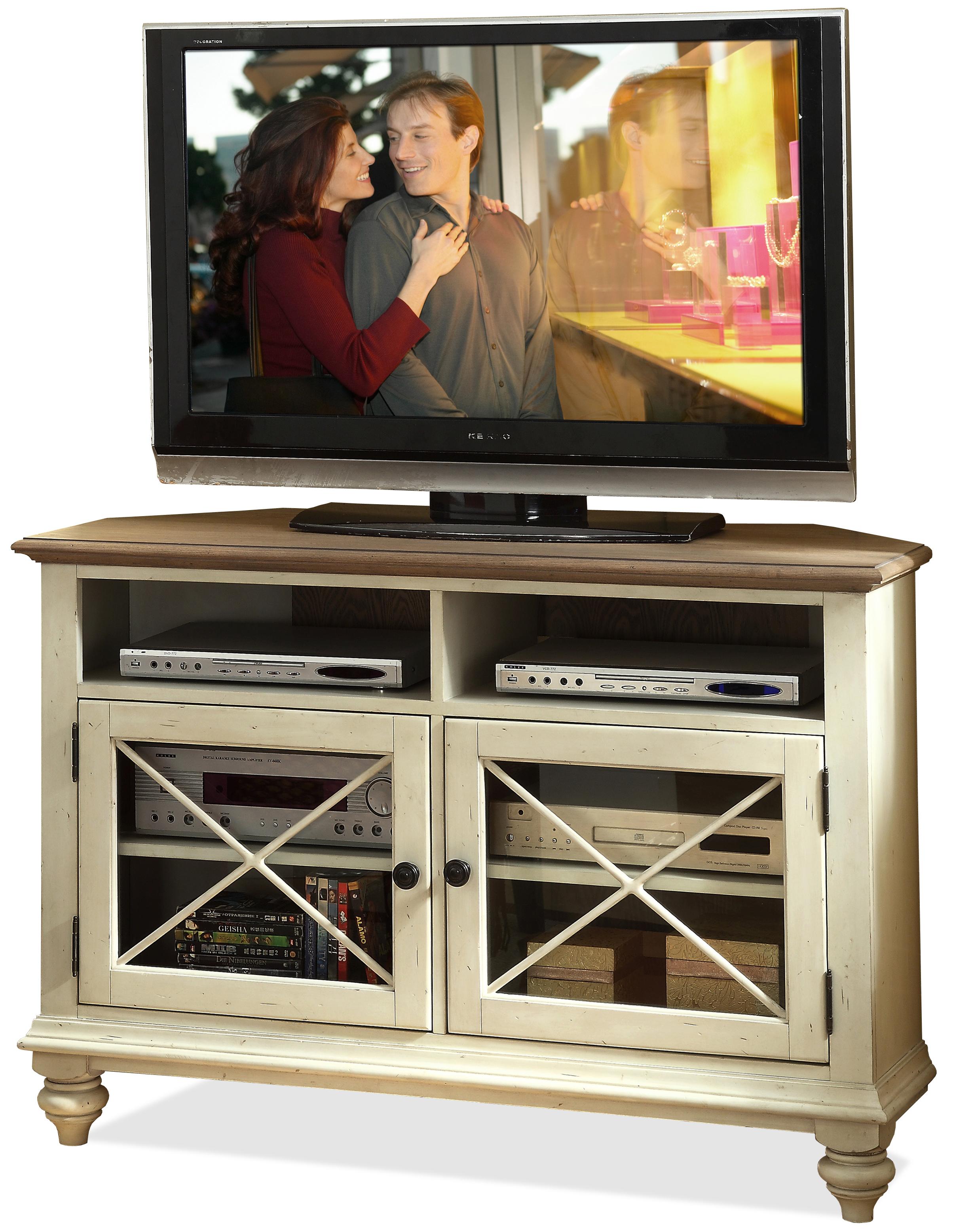 Riverside Furniture Coventry Two Tone 2 Door Corner Tv Console With Riverside Furniture Coventry Two Tone 2 Door Corner Tv Console With Shelves
