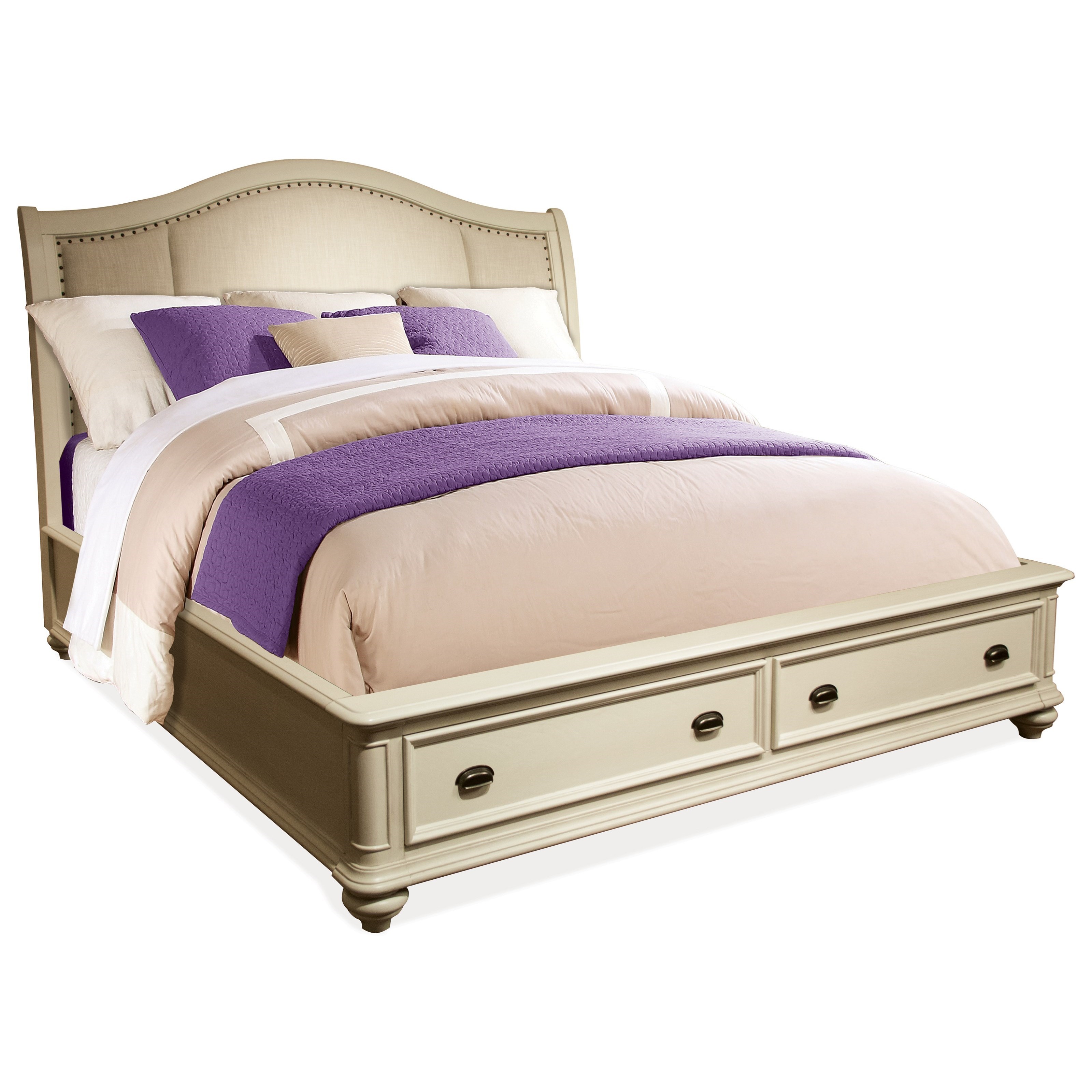 Coventry Two Tone King Sleigh Upholstered Storage Bed By Riverside Furniture At Knight Mattress