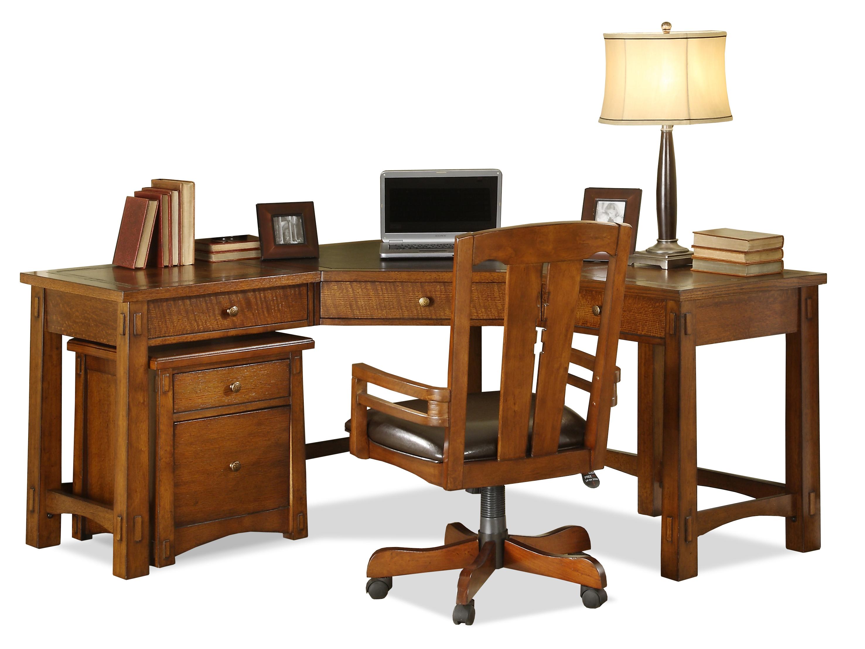 Riverside Furniture Craftsman Home 2930 3 Drawer Corner Desk With Corner Desk