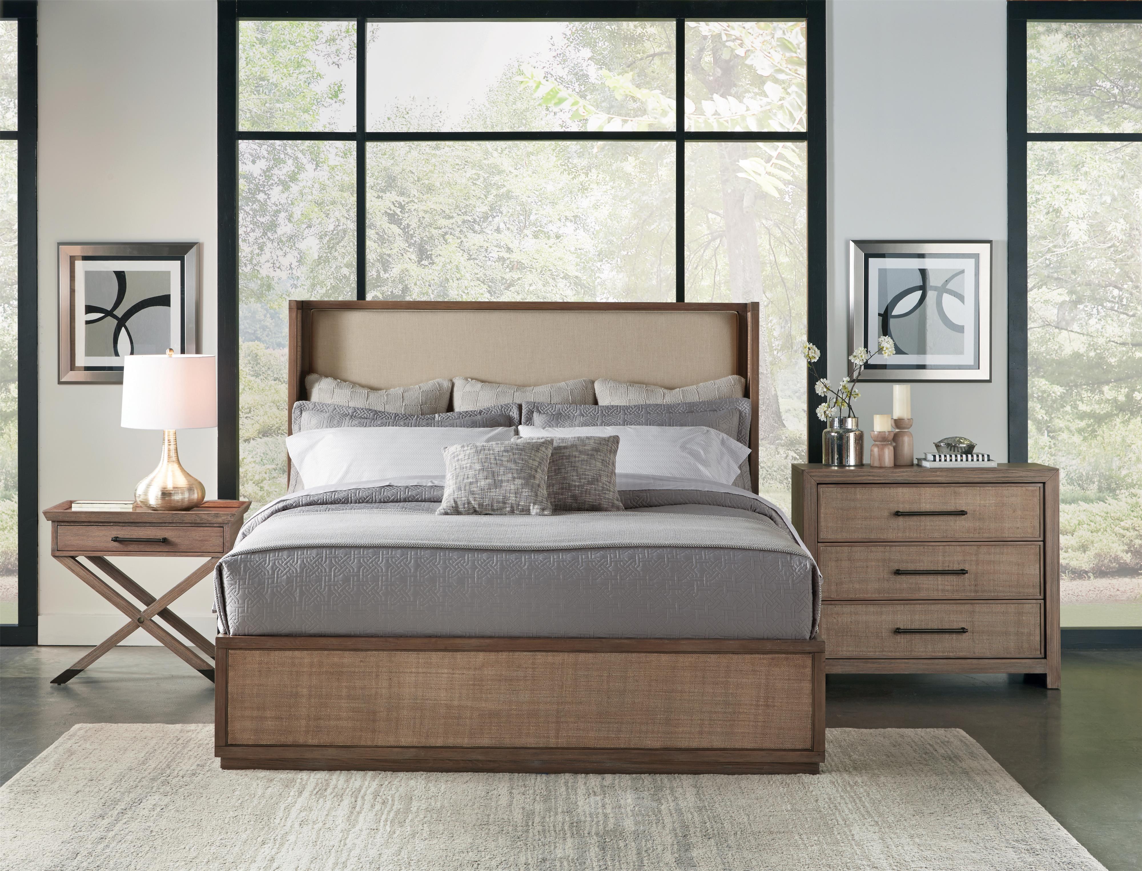 Riverside Furniture Mirabelle Queen Upholstered Shelter Bed with Woven