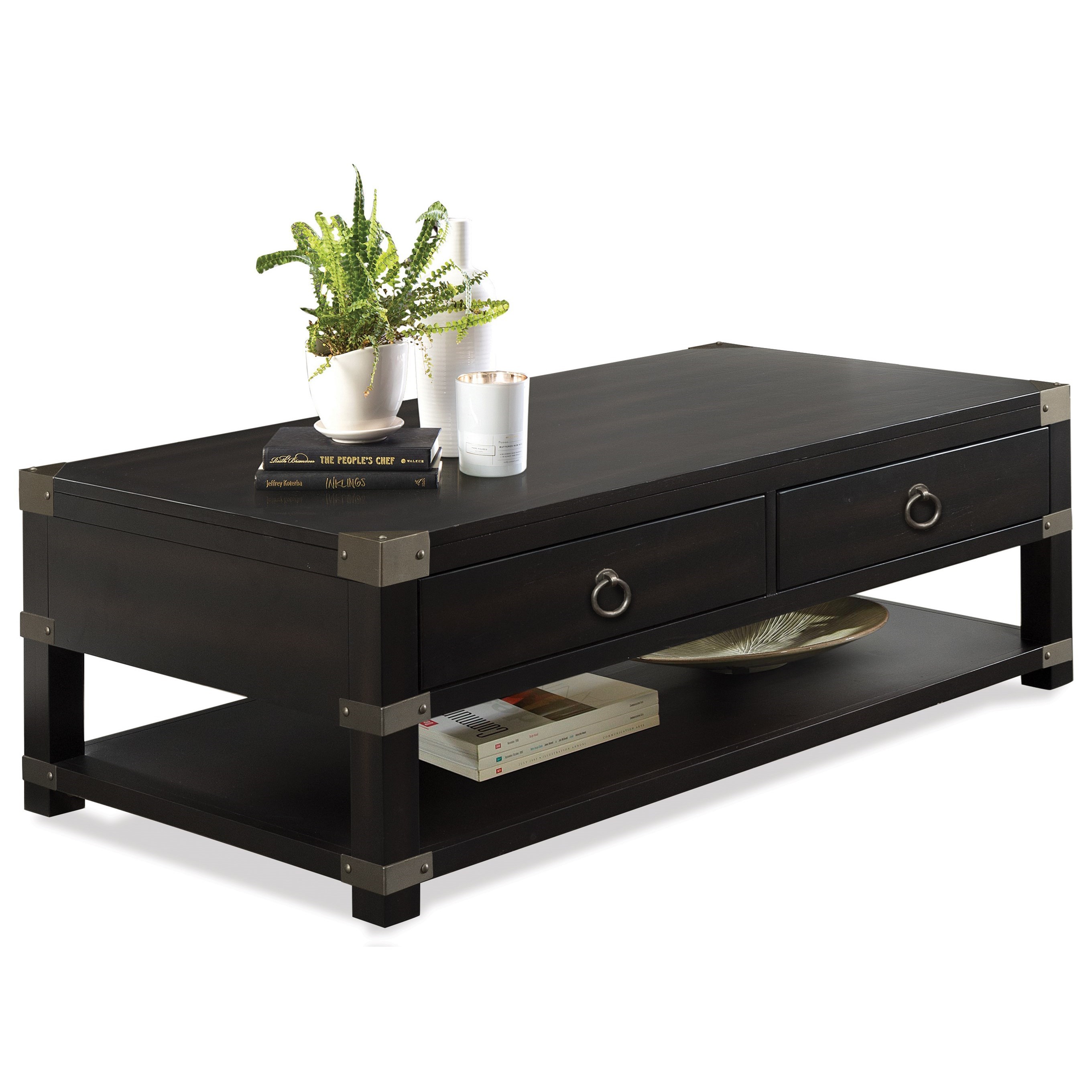 Riverside Furniture Myra Caster Cocktail Table With Metal Corner