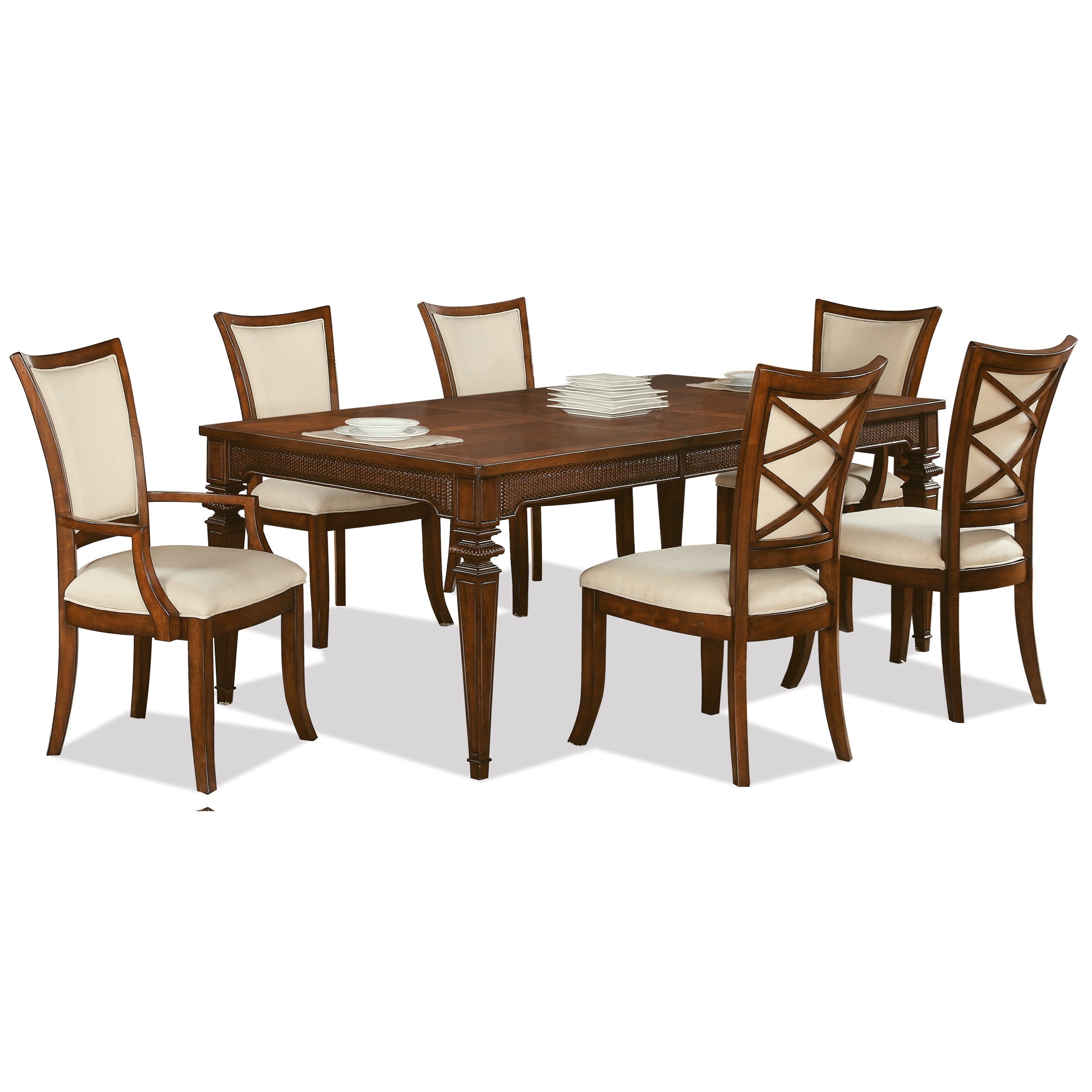 Riverside Furniture Windward Bay 7 Piece Traditional Table and XXBack