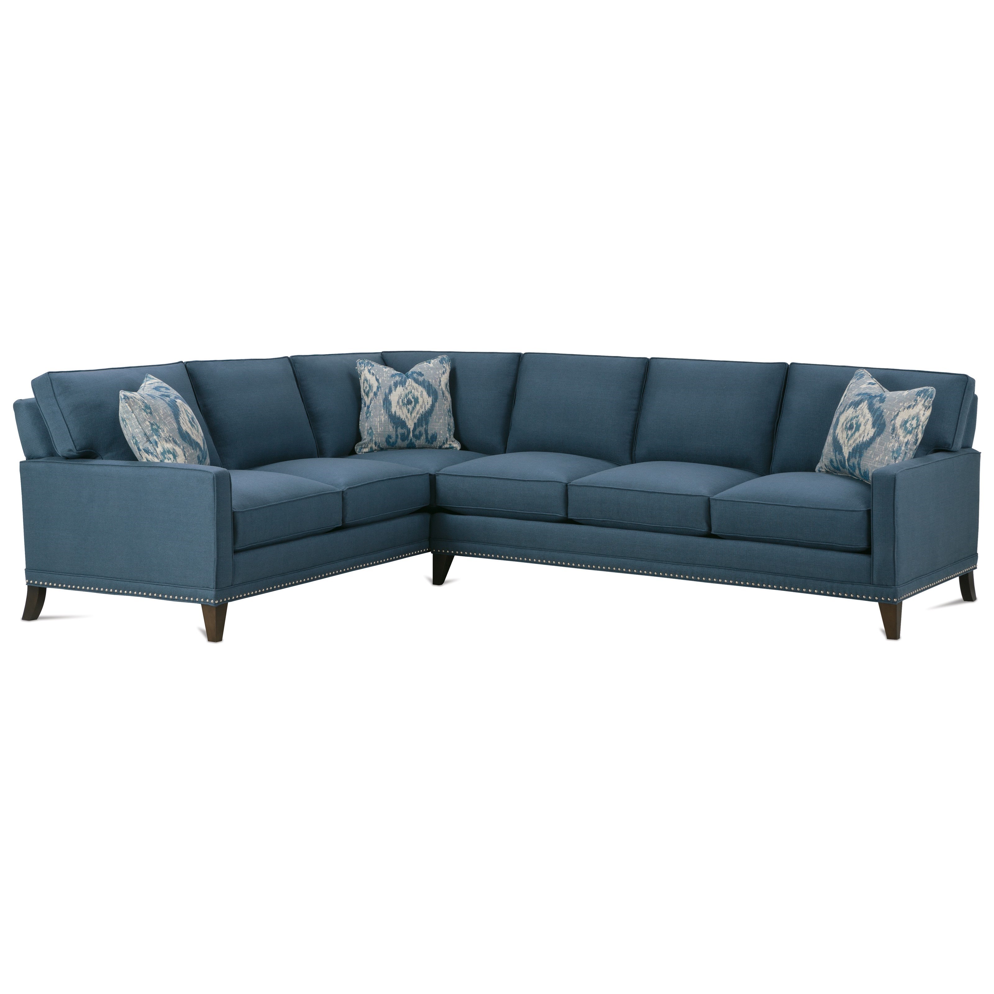 My Style Ii Customizable 5 Seat Sectional With Track Arms Shaped Legs And Box Edge Cushions By Rowe At Reeds Furniture