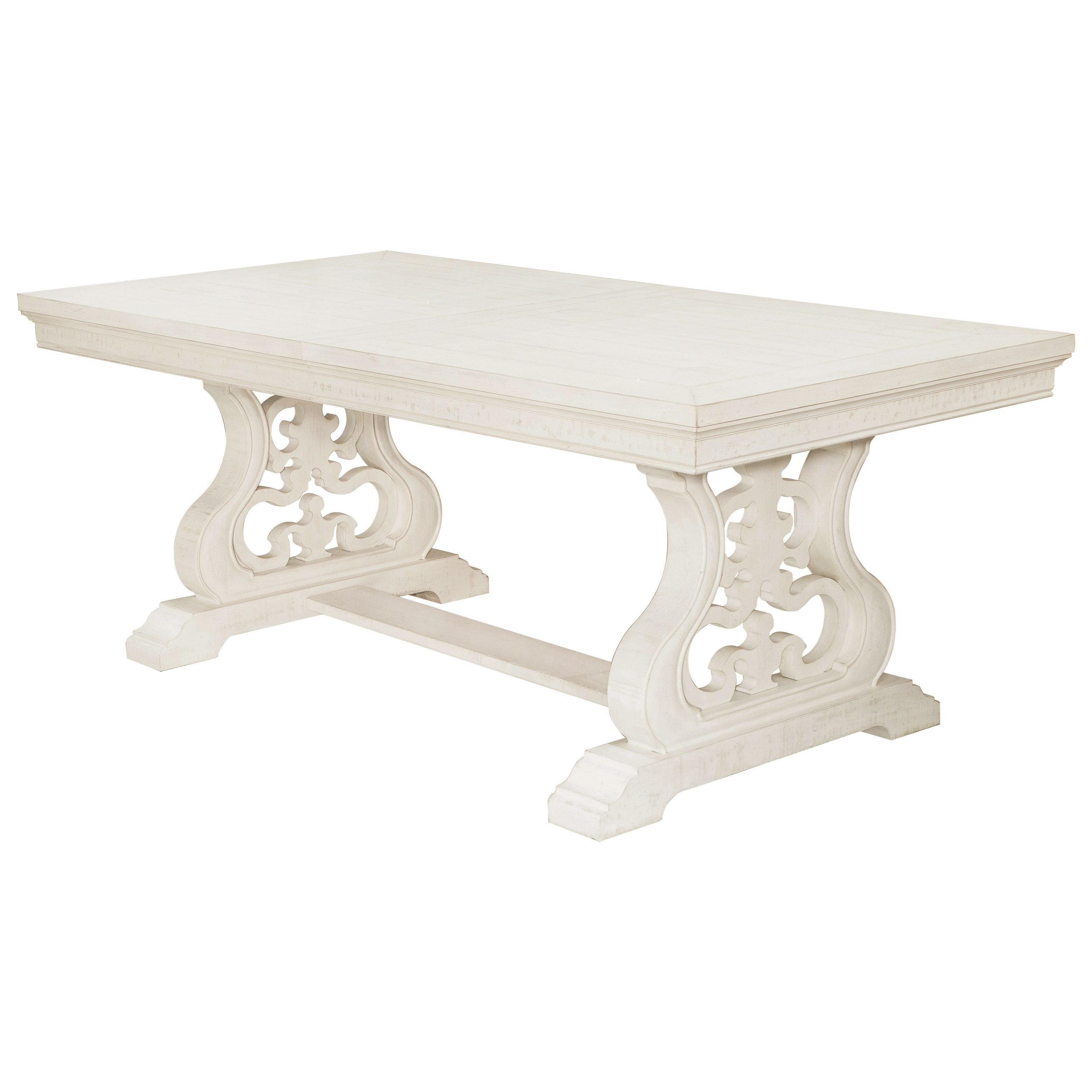 Samuel Lawrence Hampton Transitional White Trestle Dining Table with 20" Leaf Find Your