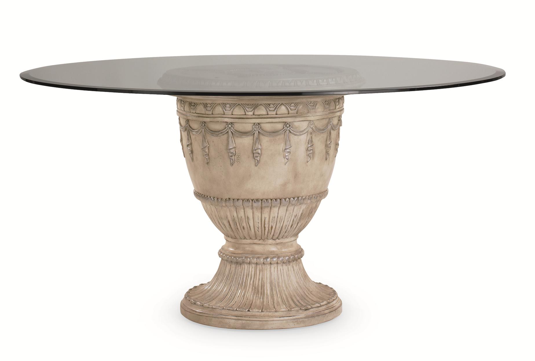 Schnadig Round Single Pedestal Dining Table With Beveled Glass Top Schnadig Round Single Pedestal Dining Table With Beveled Glass Top
