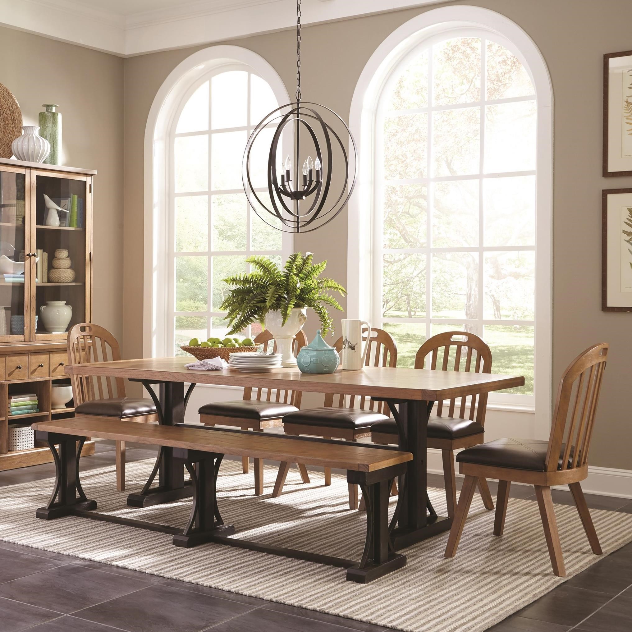 Scott Living Bi French Farmhouse Dining Table Set With Bench Dining Table Set