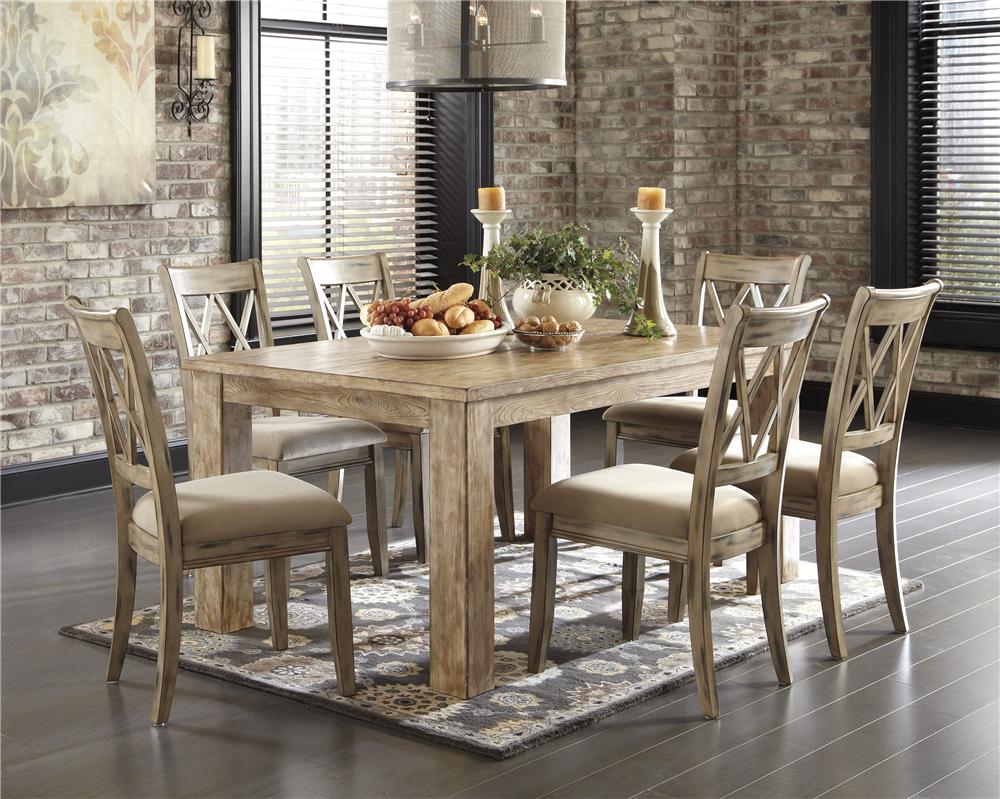 Signature Design By Ashley Mestler 5-Piece Table Set With Antique 5-Piece Table Set with Antique White Chr - Signature Design By Ashley Mestler 5-Piece Table Set With Antique
