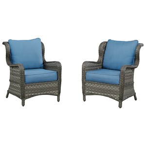 Signature Design by Ashley Abbots Court Set of 2 Outdoor Lounge Chairs w/ Cushion