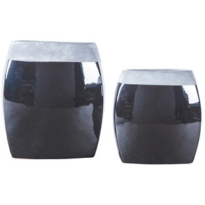 Signature Design by Ashley Accents Derring Black/Nickel Finish Vases (Set of 2)