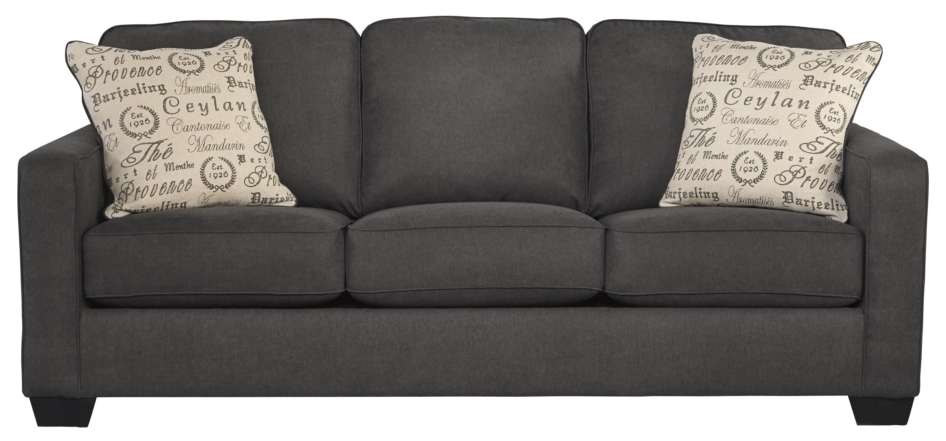 Alyssa Charcoal Contemporary Track Arm Sofa By Signature Design Ashley At John V Schultz Furniture