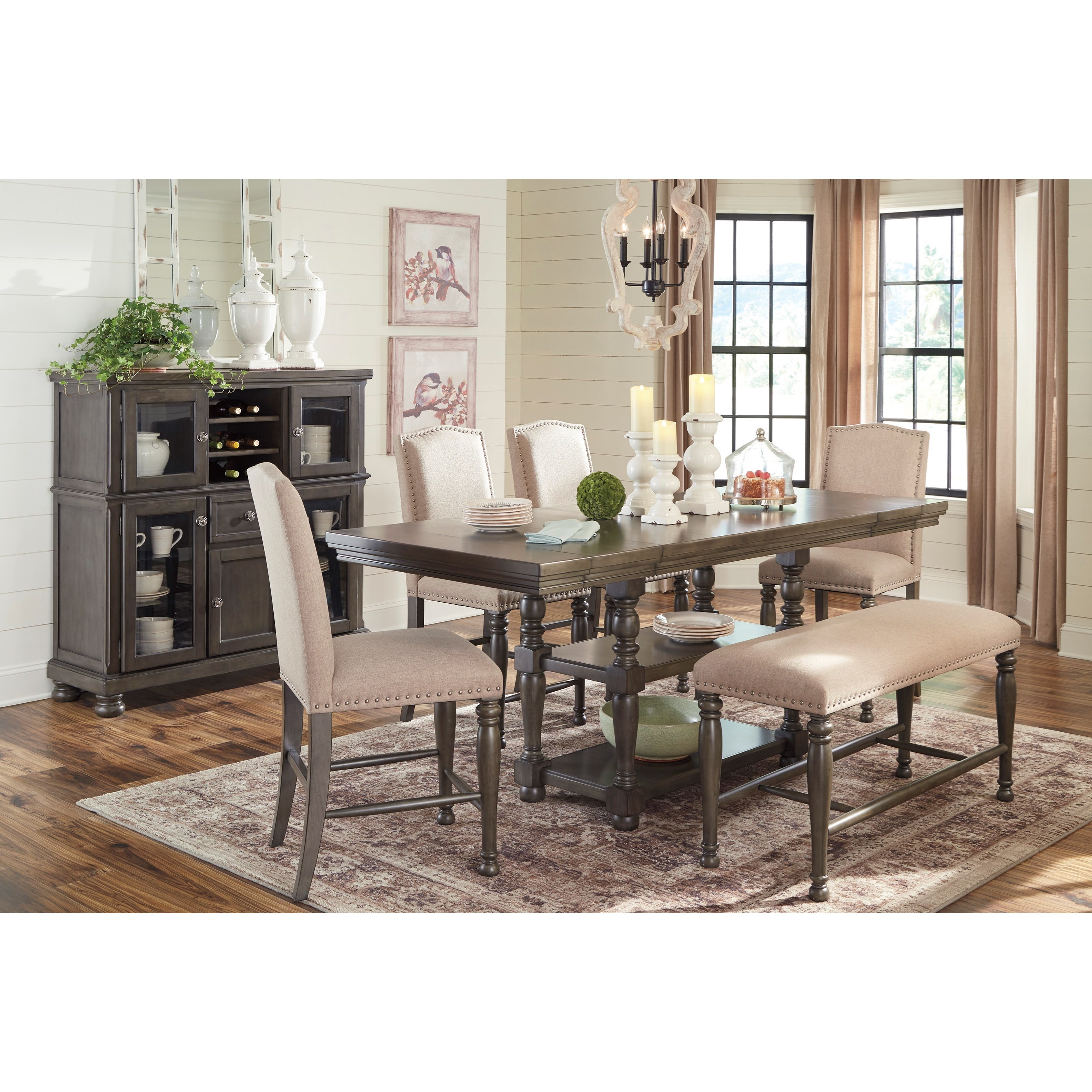 Signature Design by Ashley Audberry Transitional Table and Chair Set with Bench | Pilgrim ...