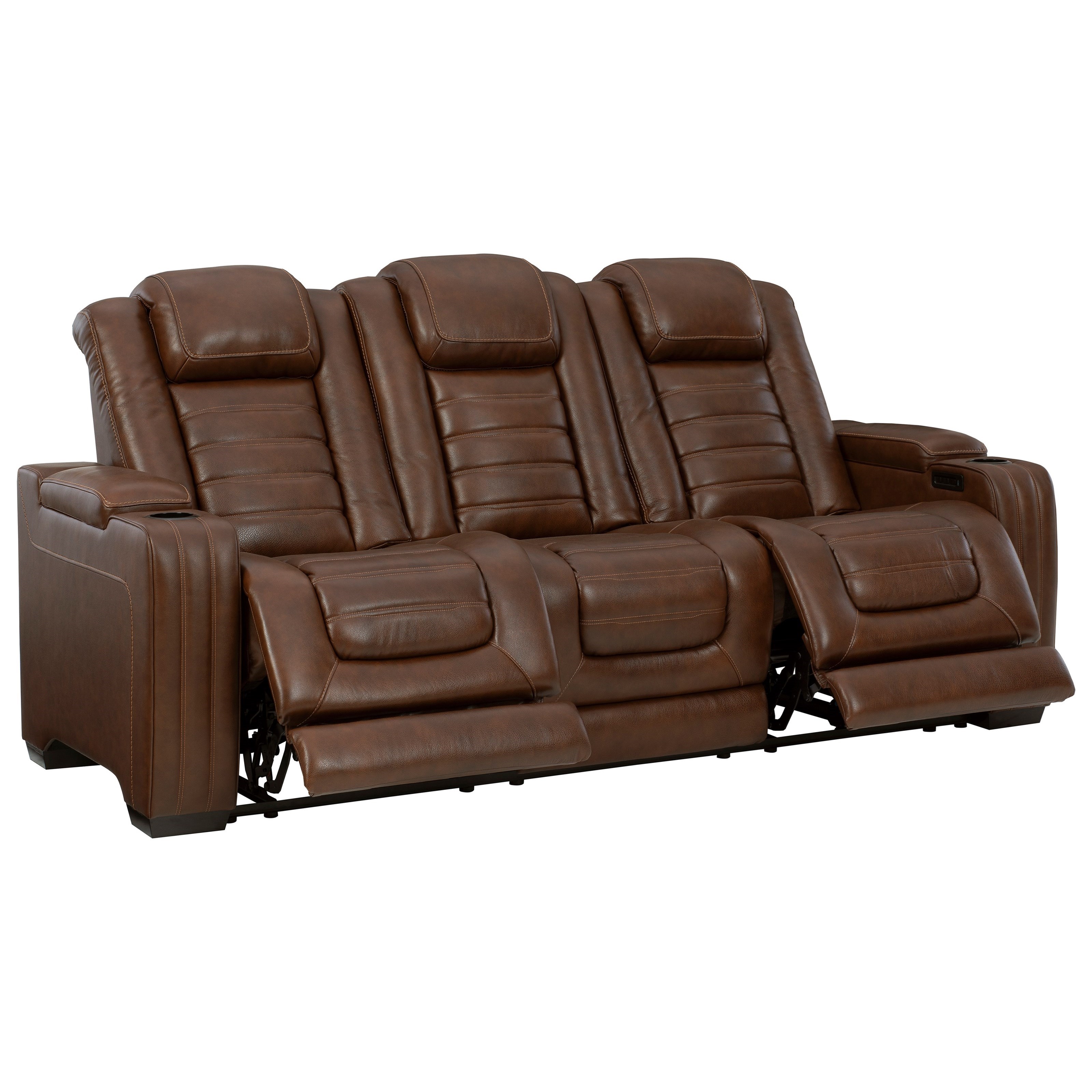 Signature Design by Ashley Backtrack Power Reclining Sofa with Adjustable Headrest and Built-In ...