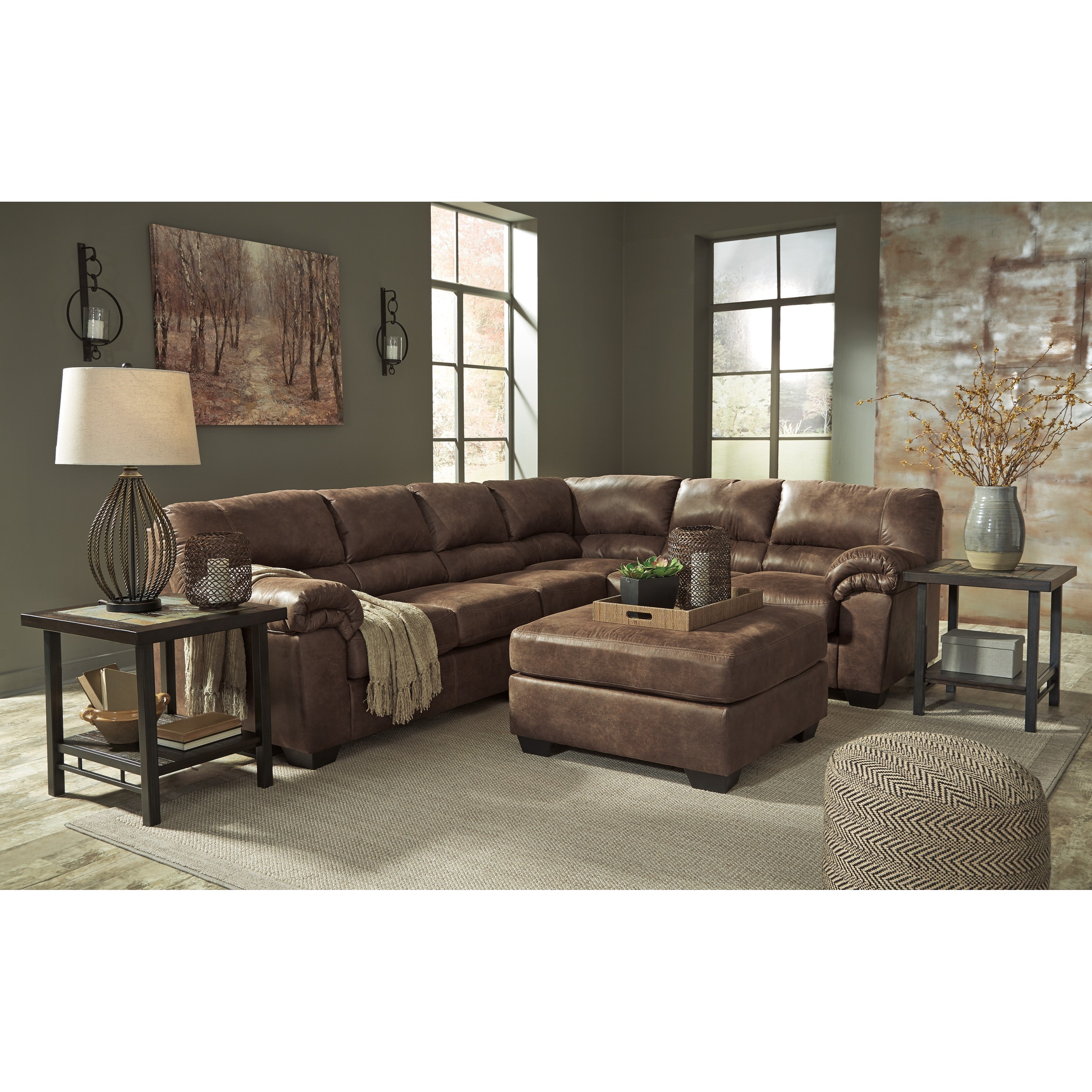 Signature Design by Ashley Bladen 3-Piece Faux Leather Sectional | Household Furniture ...