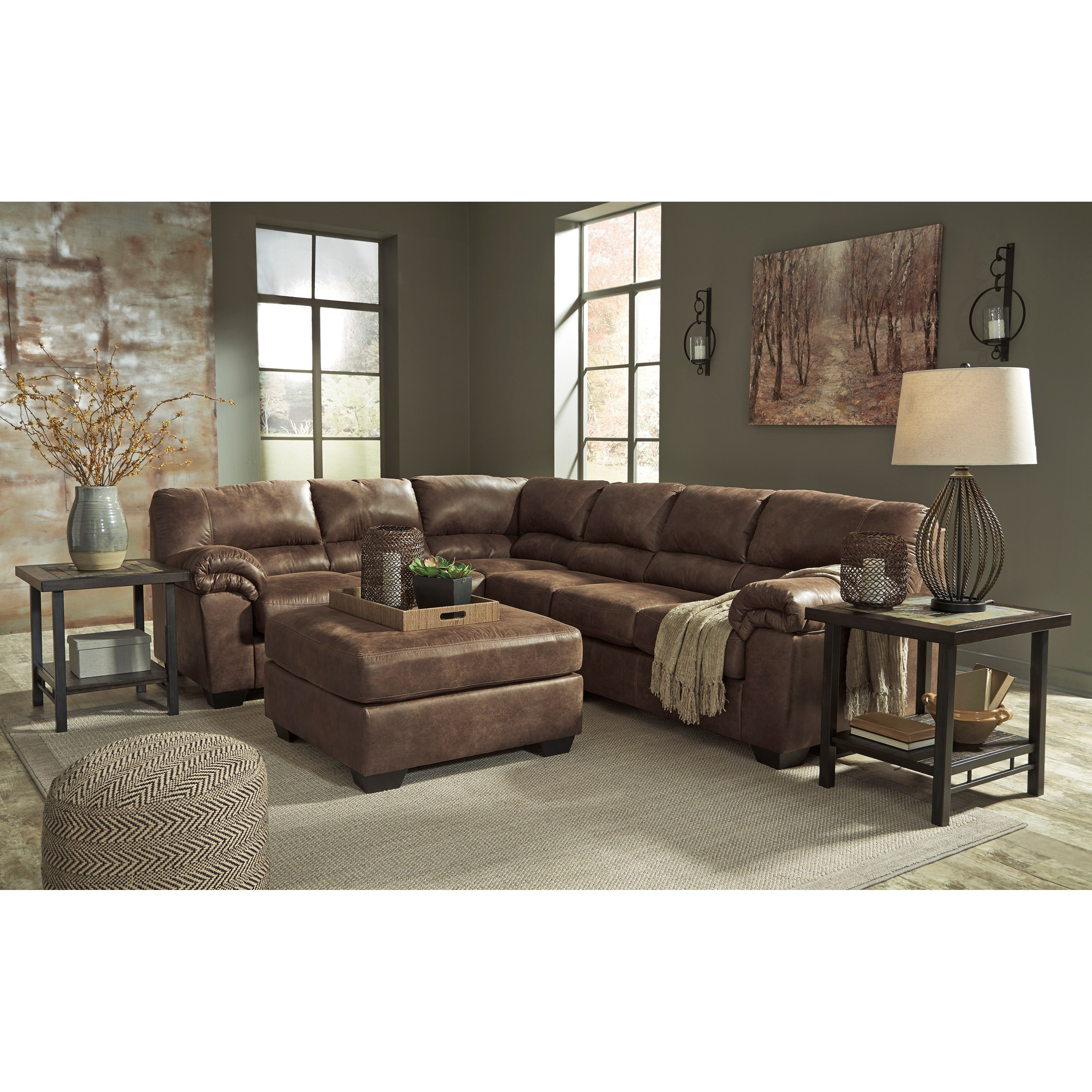 Signature Design by Ashley Bladen 3-Piece Faux Leather Sectional | Household Furniture ...