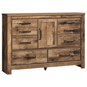 Signature Design By Ashley Juararo 6 Drawer Dresser With 1 Door Adjustable Shelf Wayside Furniture Dressers