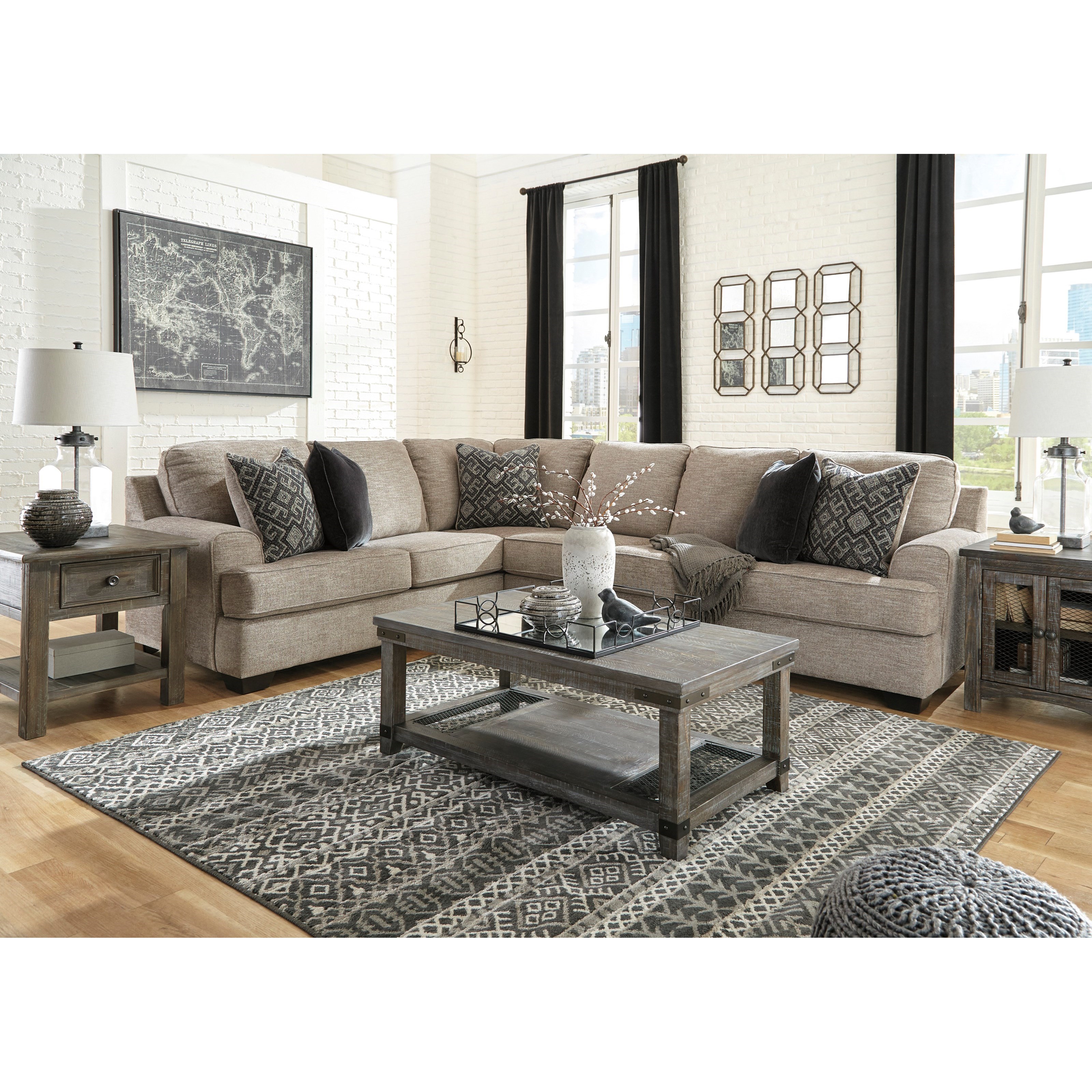 Signature Design by Ashley Bovarian 3-Piece Sectional with Track Arms | Wayside Furniture ...