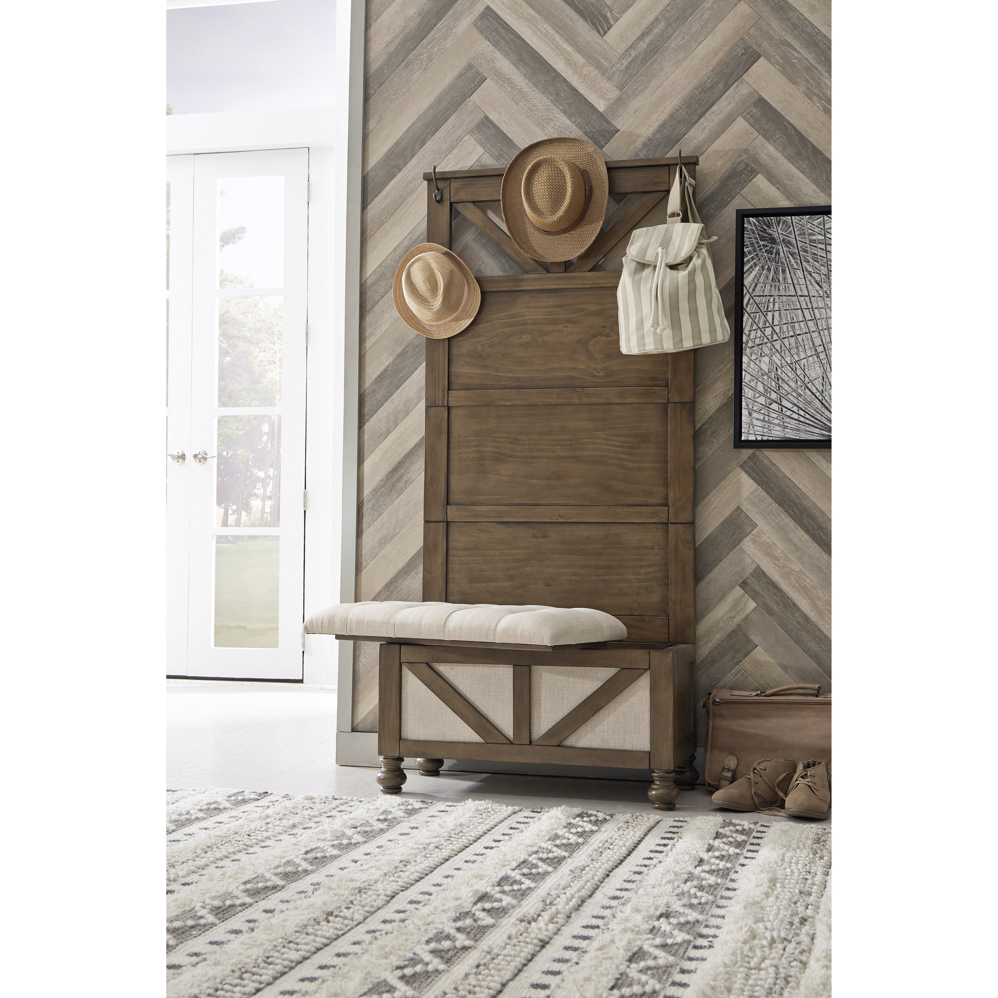 Signature Design by Ashley Brickwell Farmhouse Hall Tree ...