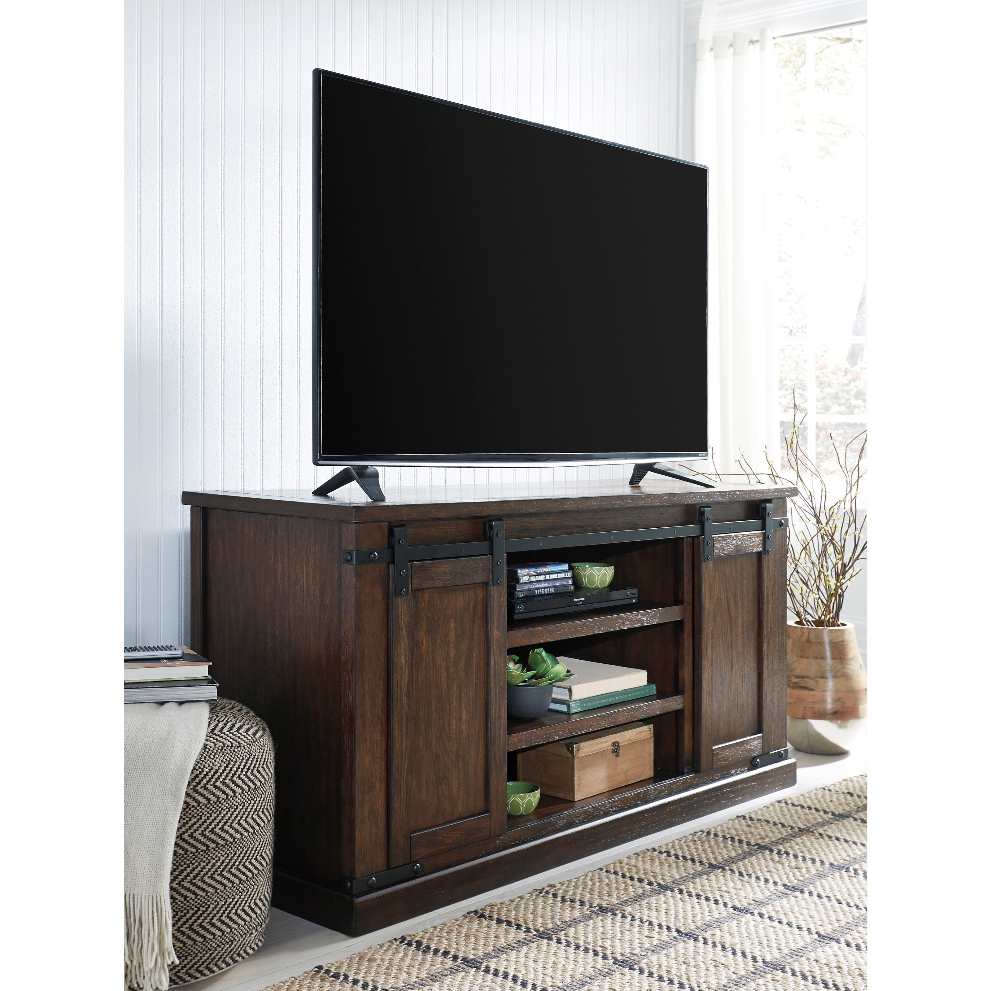Ashley Signature Design Budmore W56248 Mango Veneer Large TV Stand